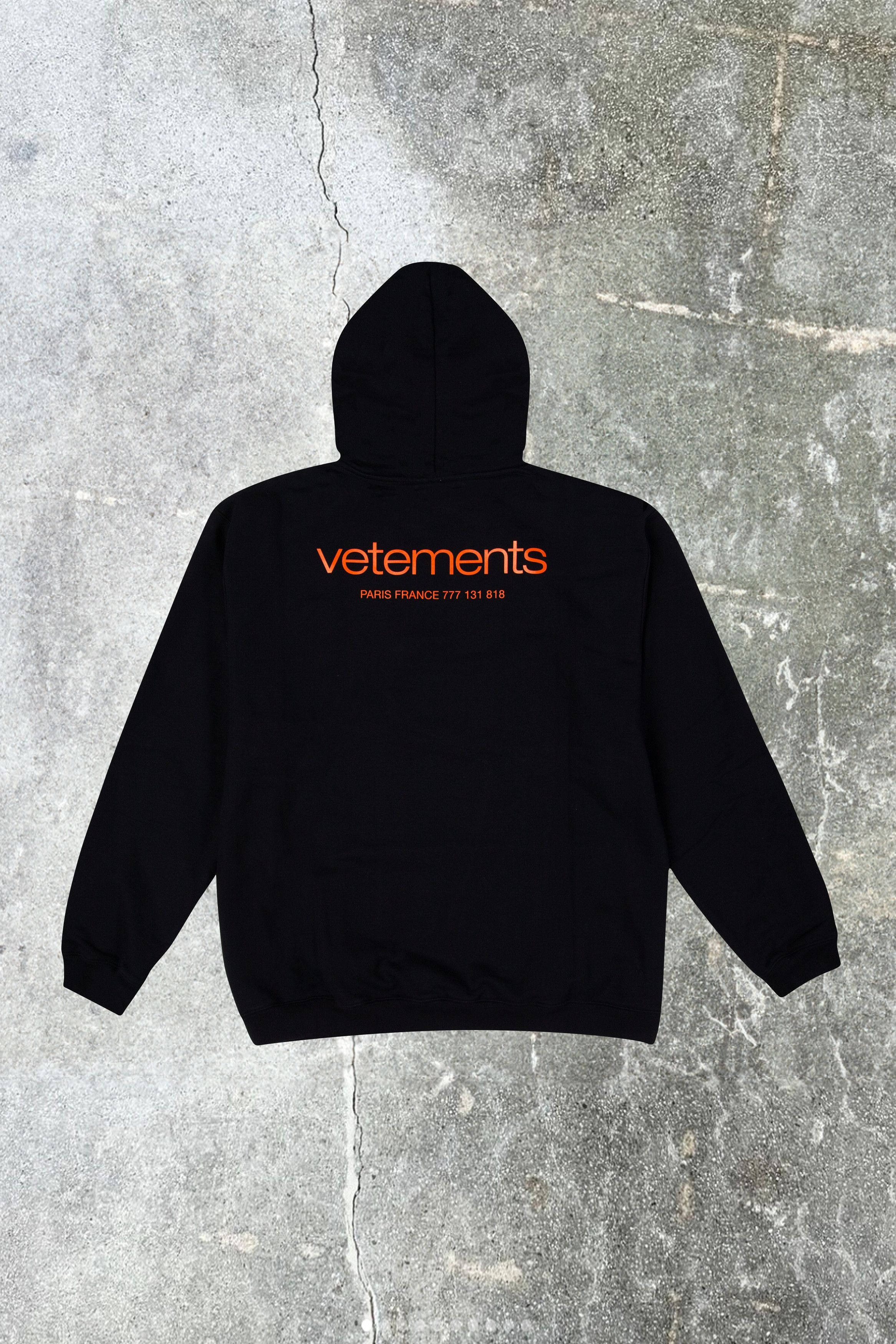 image of Vetements Black Urban Logo Regular Fit Hoodie, Men's (Size Large)