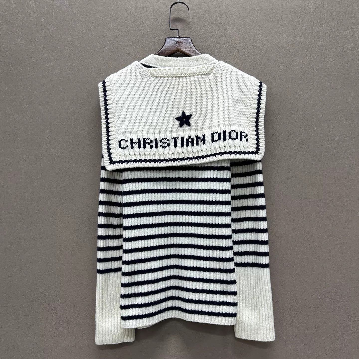 Dior Dior NWT navy collar striped cashmere size 36 Size XS / US 0-2 / IT 36-38 - 2 Thumbnail