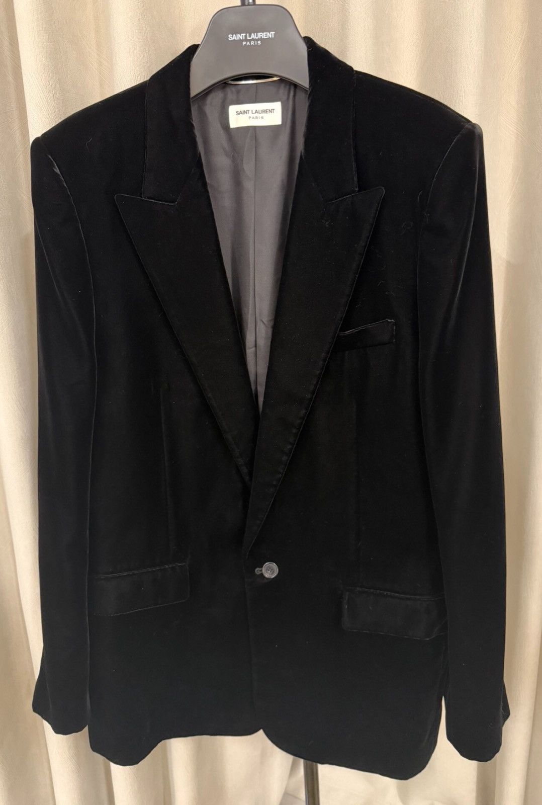 Saint Laurent Paris Saint Laurent 22FW Velvet Peak Lapel Smoking Jacket Size 52S - 1 Thumbnail