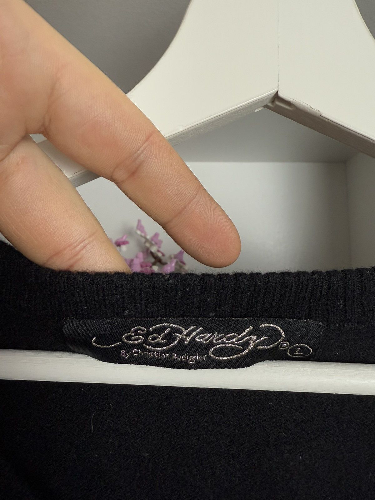 Christian Audigier × Ed Hardy × Vintage Vintage y2k Ed Hard big logo wool sweater L drain opium 00s Size US L / EU 52-54 / 3 - 4 Thumbnail