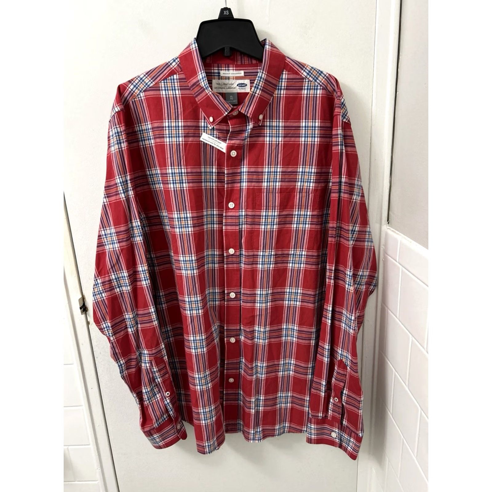 Old Navy Old Navy Shirt Mens XL Red Blue Plaid Button-Down Long Sleeve Pocket Oxford Casual Size US XL / EU 56 / 4 - 2 Thumbnail