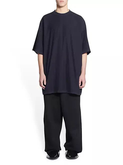 Balenciaga o1w1db10325 Tab T-Shirt Oversized in Overdyed Black Size US XXL / EU 58 / 5 - 2 Thumbnail