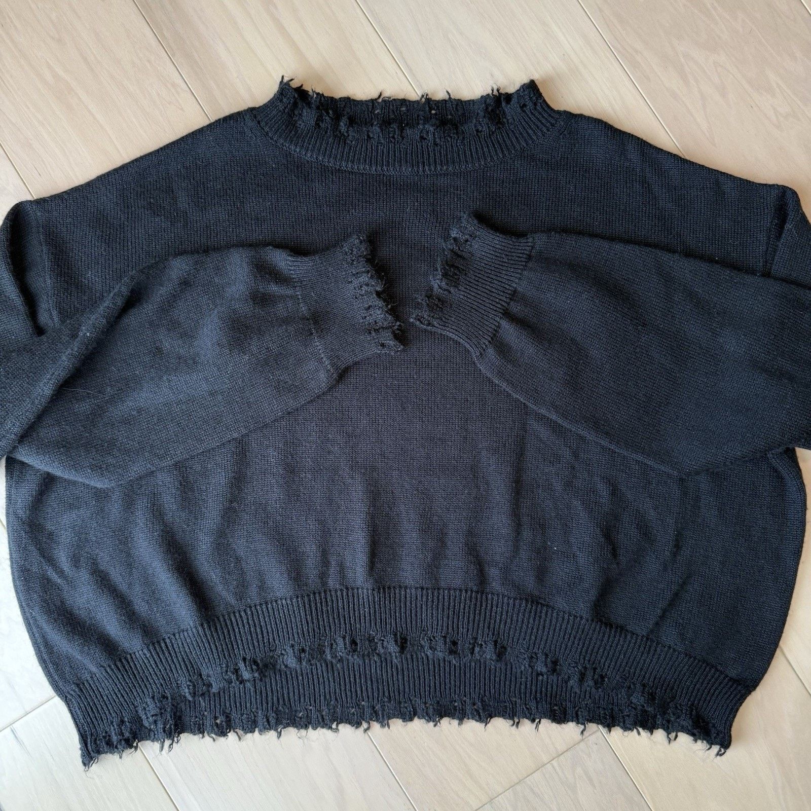 Bare Knuckles Bare Knuckles Cropped Wool Cashmere Sweater Large Black Size US L / EU 52-54 / 3 - 5 Thumbnail