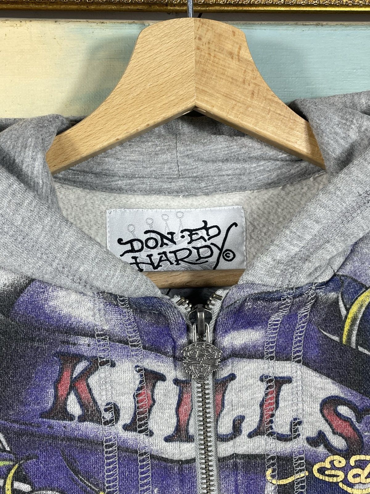 Christian Audigier × Ed Hardy × Vintage Ed Hardy Retro 00s Hoodie Affliction Grunge HipHop Swag Drip Size S / US 4 / IT 40 - 5 Thumbnail