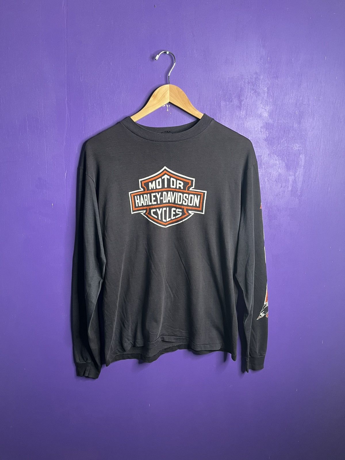 Harley Davidson × Vintage Vintage 80s Harley Davidson halls long-sleeve t-shirt Size US M / EU 48-50 / 2 - 1 Thumbnail