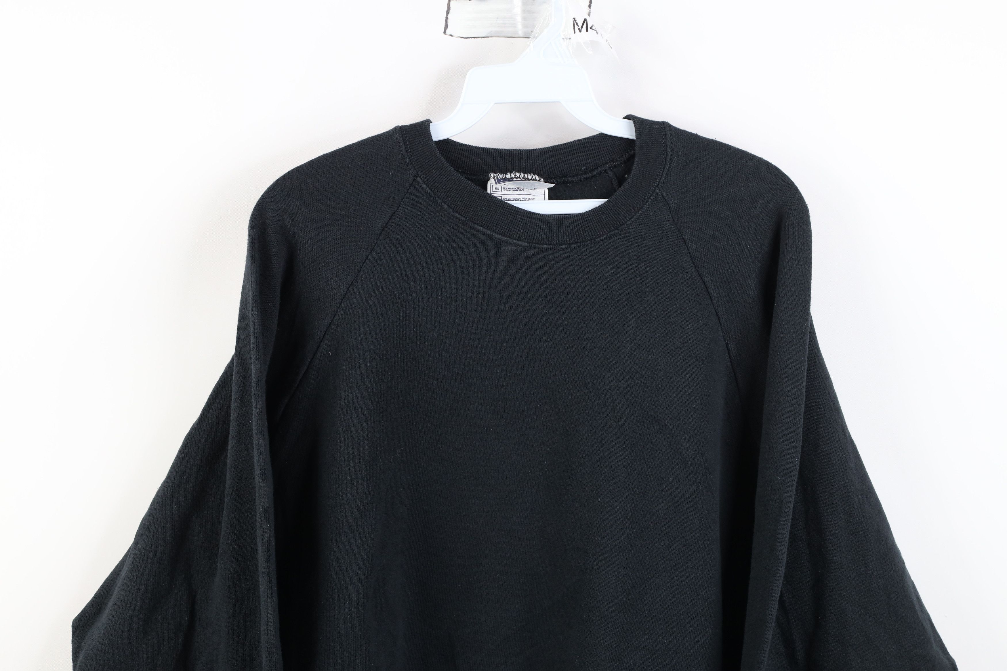 Vintage Vintage 90s Streetwear Blank Crewneck Sweatshirt Black Size US XL / EU 56 / 4 - 2 Thumbnail