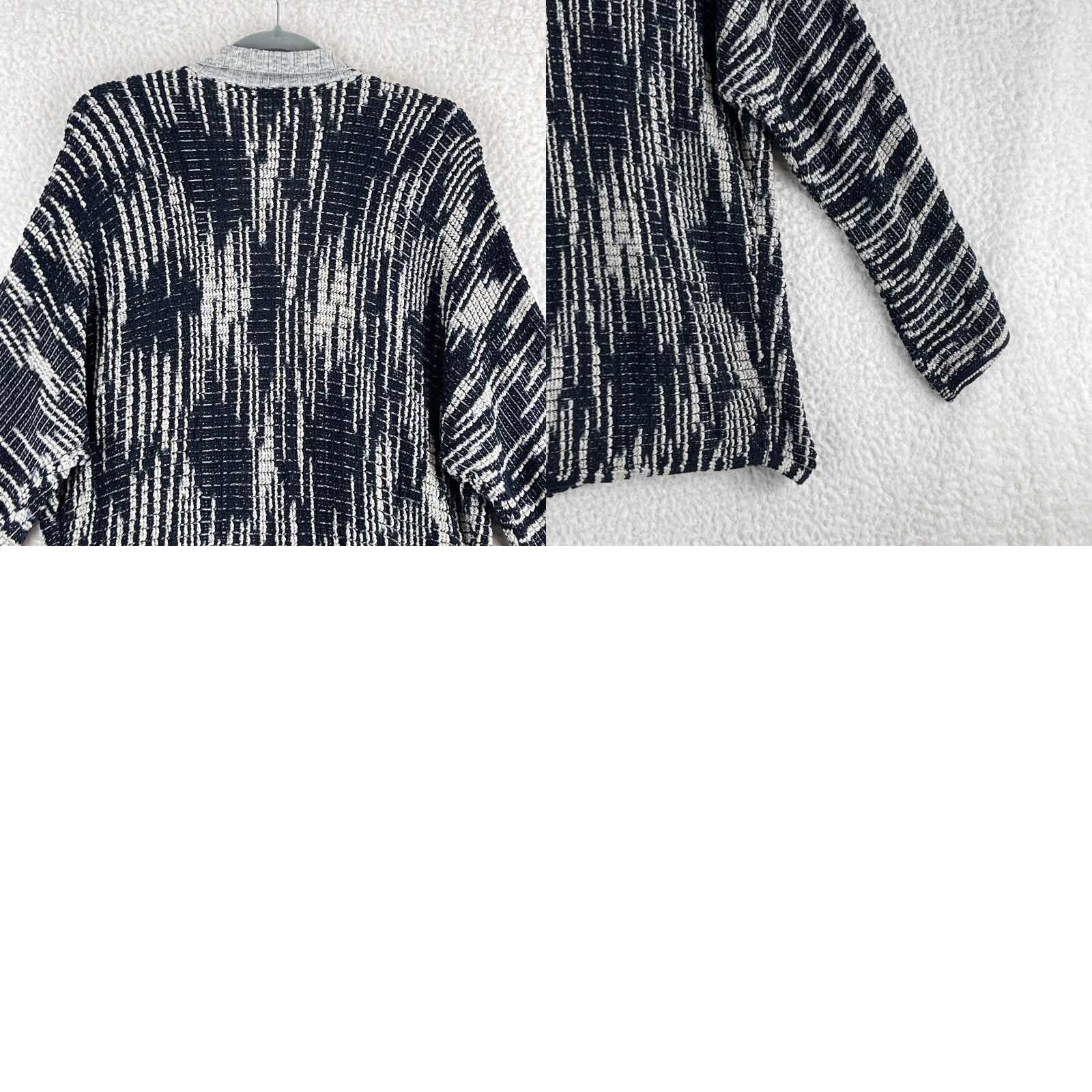 NIC+ZOE Nic + Zoe Cardigan Sweater Womens Large Black Open-Knit Long Sleeve V-Neck Lightweight Casual Bohemian Classic Size L / US 10 / IT 46 - 9 Thumbnail