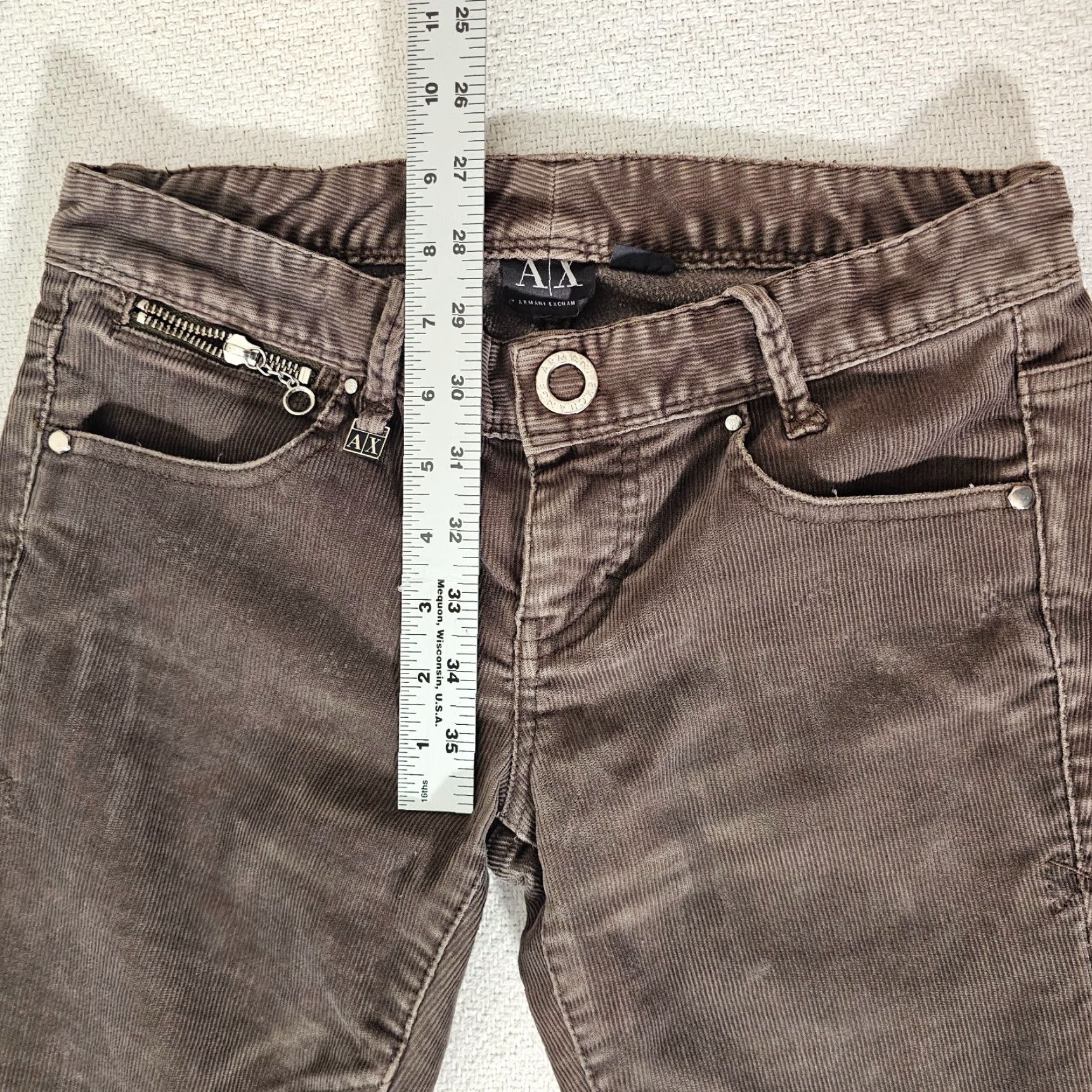 Armani Exchange Armani Exchange Women's Corduroy Jeans Skinny Size 0 Brown Inseam 31" Zipper Accents Size 25" / US 0 / IT 36 - 5 Thumbnail