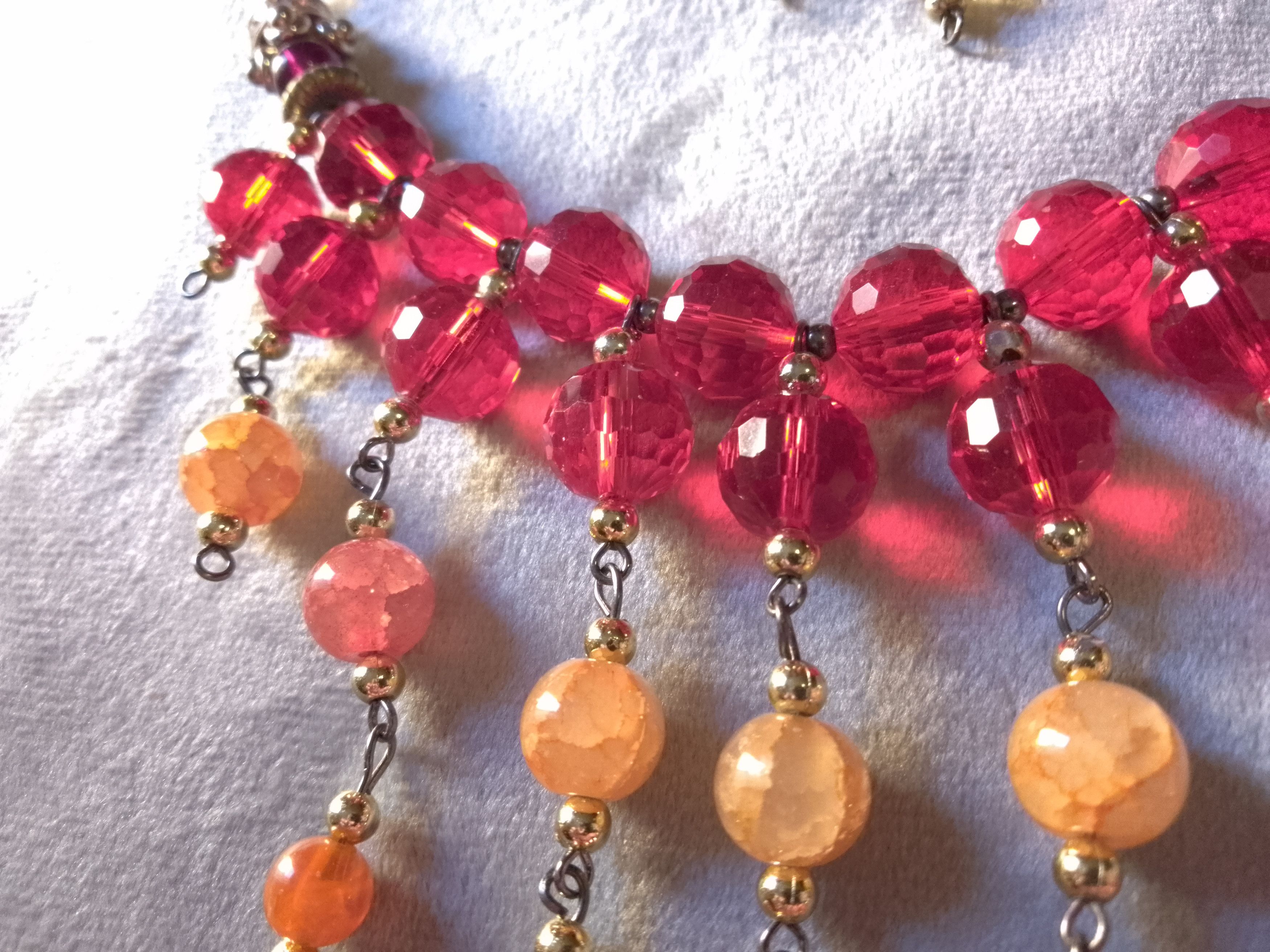 Handmade Necklace Red Crystals+gemstones. Frontal bangs.Earrings Size ONE SIZE - 10 Thumbnail