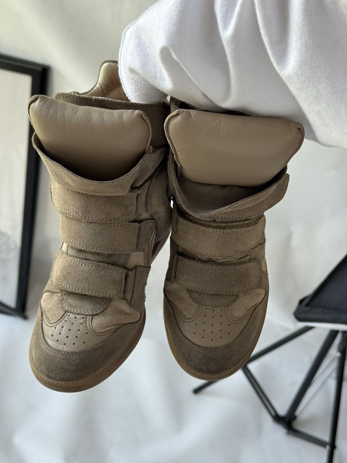 Isabel Marant Isabel Marant Bekett sneakers shoes Washed Biege Suede Wedge Size US 6 / IT 36 - 18 Thumbnail