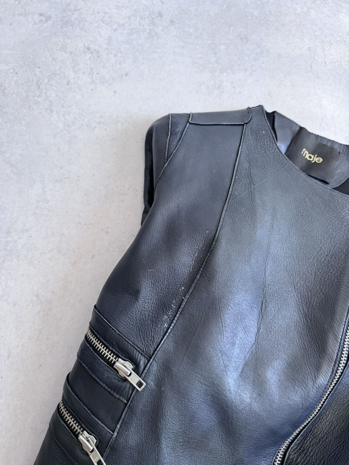 Maje Maje Leather Women’s Zip Biker Style Moto Jacket Y2K Size S / US 4 / IT 40 - 5 Thumbnail