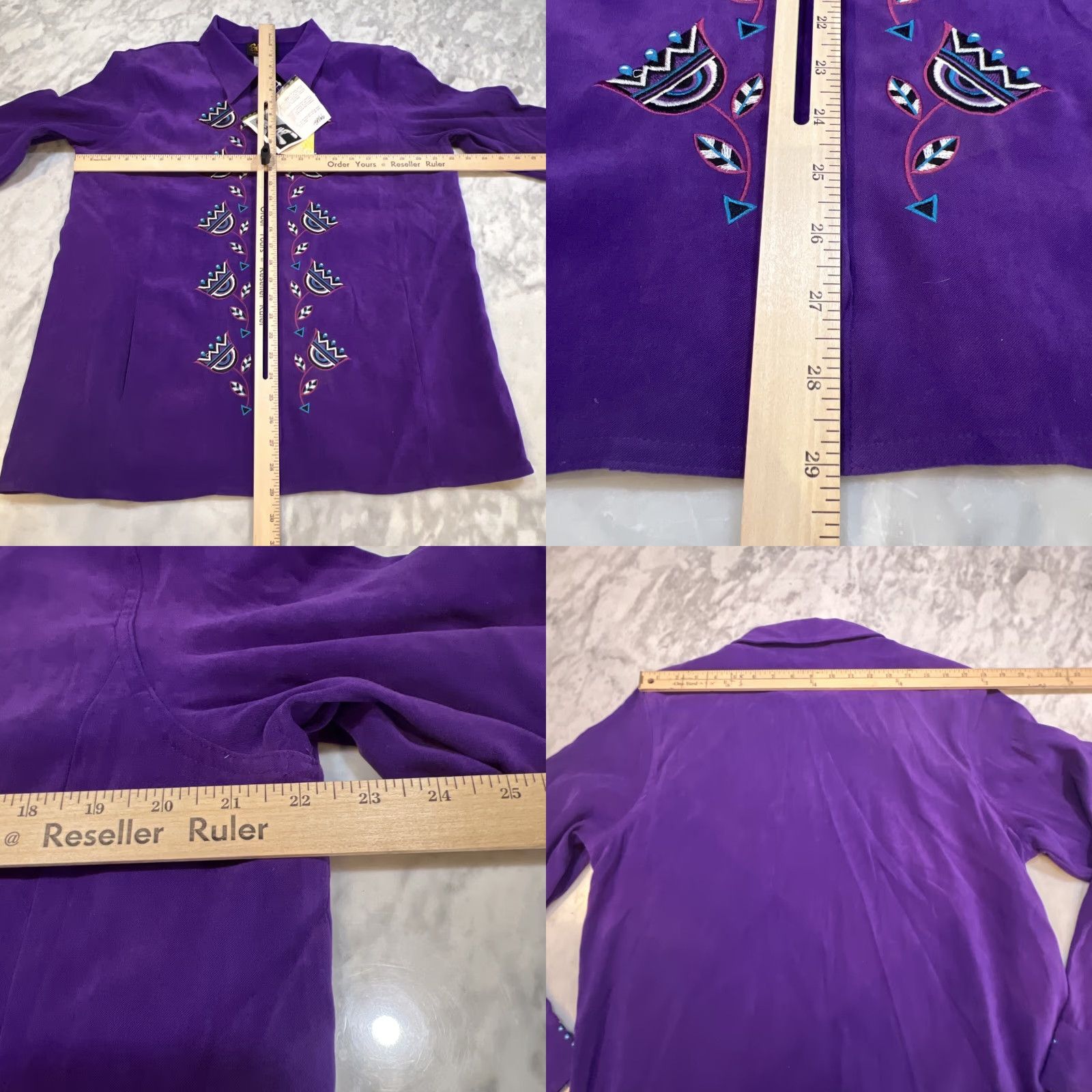 Bob Mackie VINTAGE Bob Mackie Jacket Top Women L Wearable Art Faux Suede Floral Embroidery Jacket Size L / US 10 / IT 46 - 8 Thumbnail