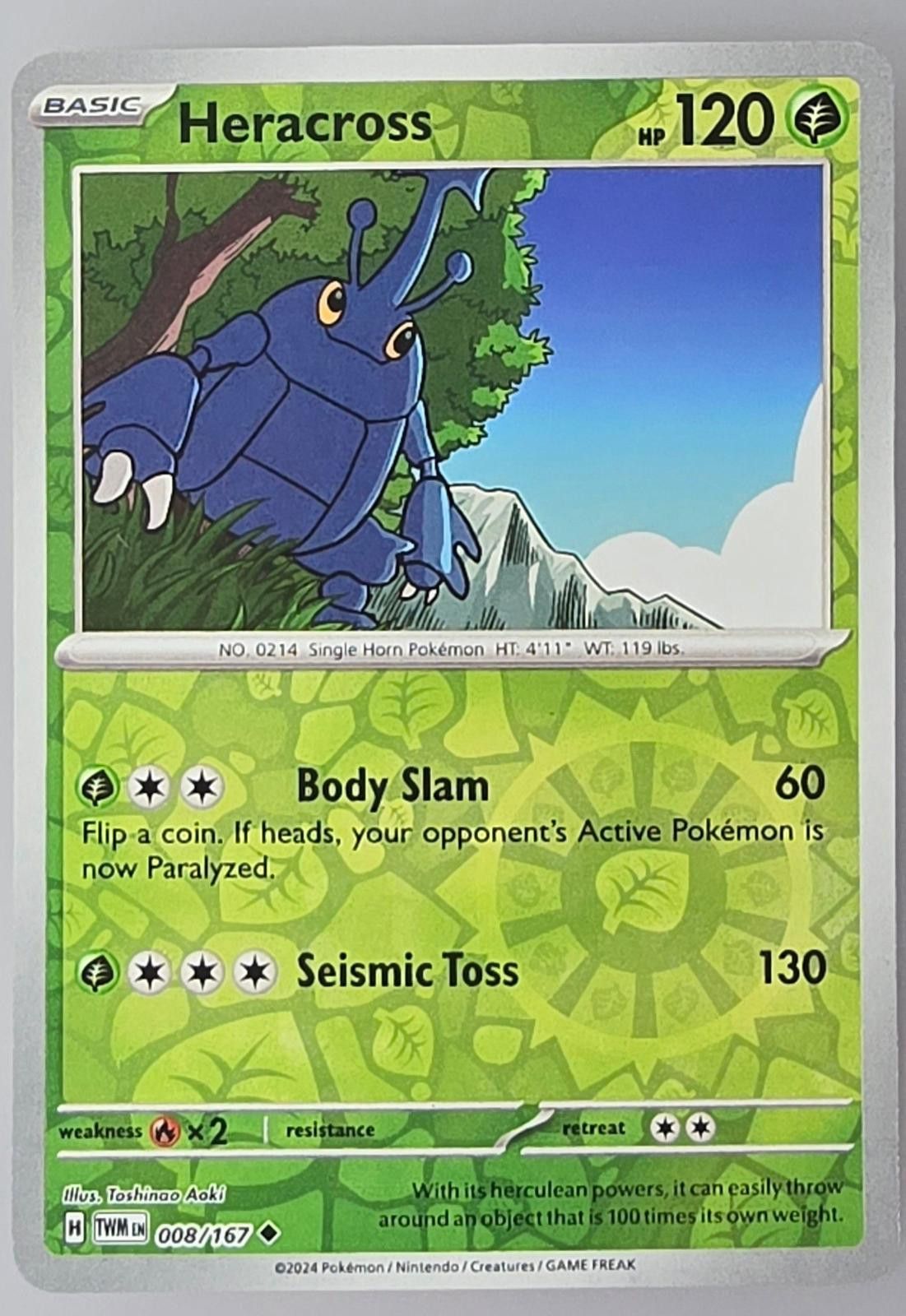 Pokemon Heracross Pokémon card Scarlet & Violet:Twilight Masquerade Size ONE SIZE - 1 Thumbnail