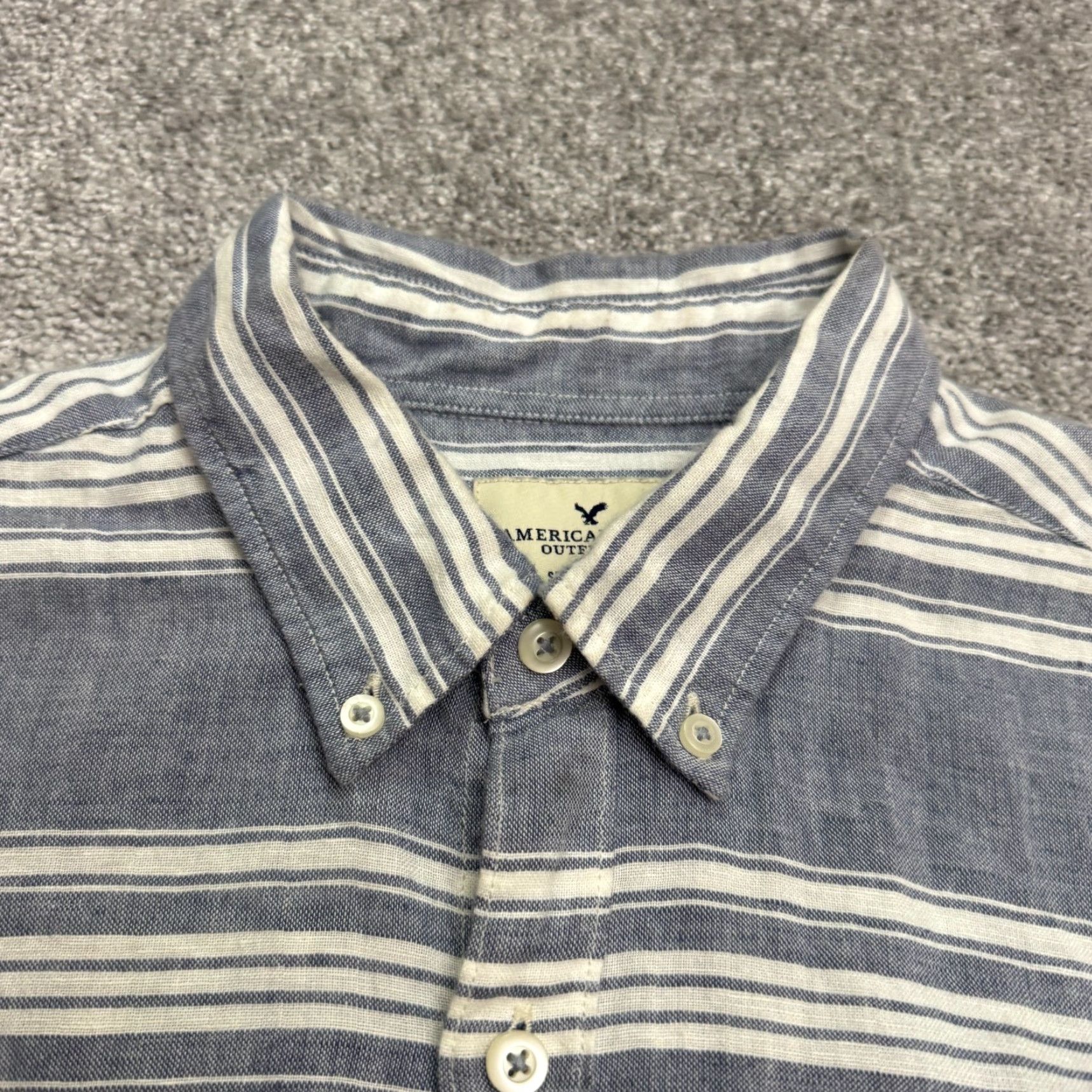 American Eagle Outfitters American Eagle Outfitters Button-Up Shirt Mens M Striped Blue White Linen Cotton Casual Classic 90s Outdoors Mens Size US M / EU 48-50 / 2 - 3 Thumbnail