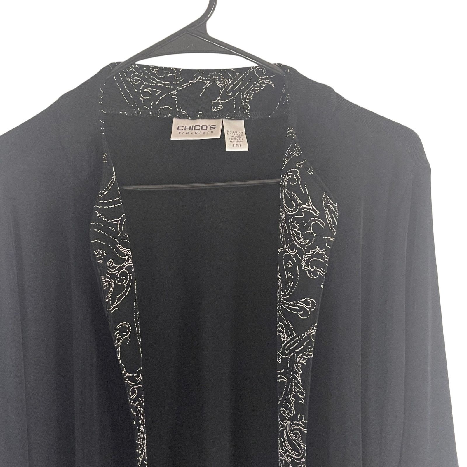Chicos Chico's Size Medium Black Open Front Black Acetate Cardigan Size M / US 6-8 / IT 42-44 - 3 Thumbnail