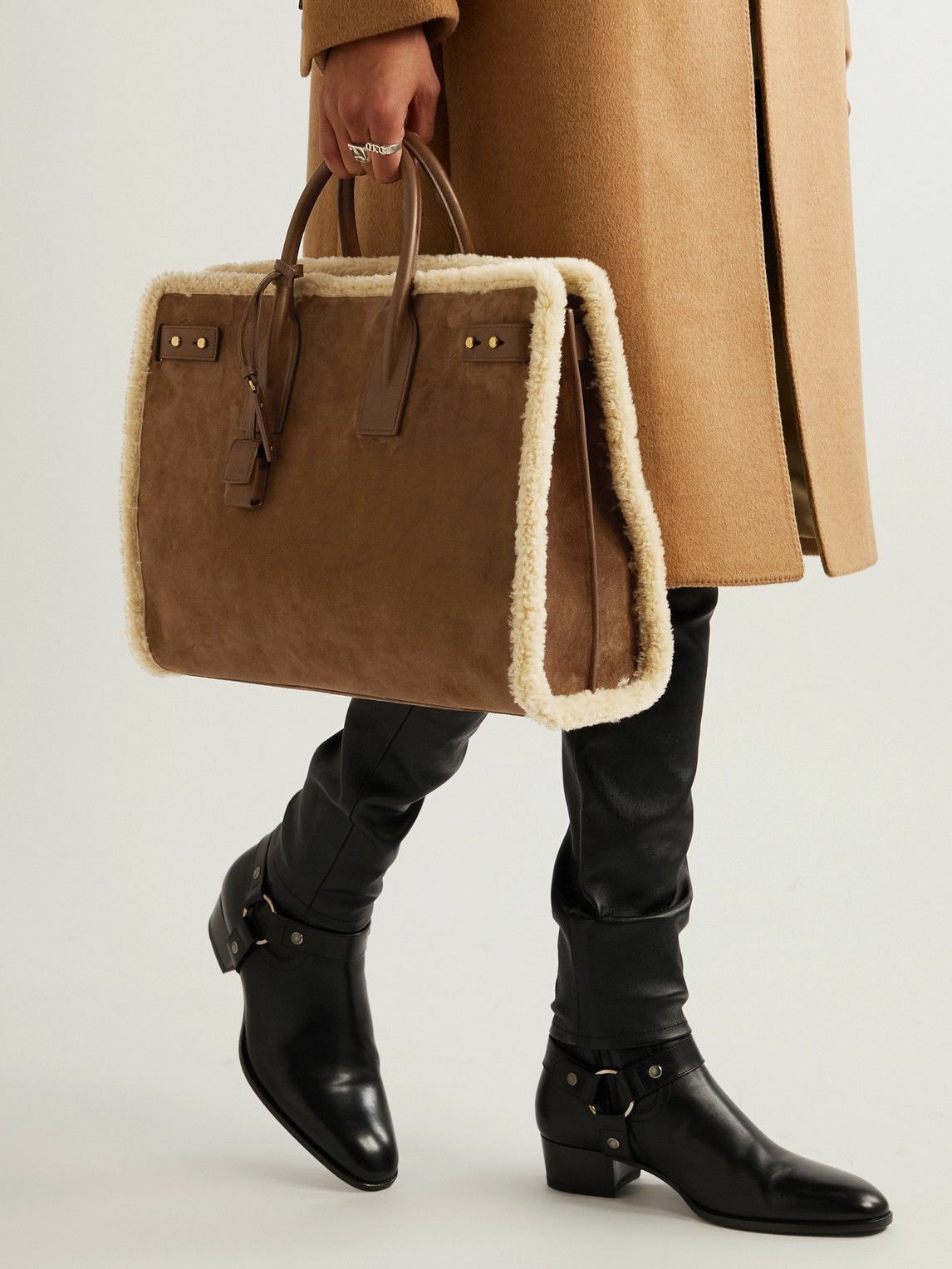 Saint Laurent Paris o1tp1o0125 Size: OS/Tote Bag In Shearling in Brown Size ONE SIZE - 3 Thumbnail