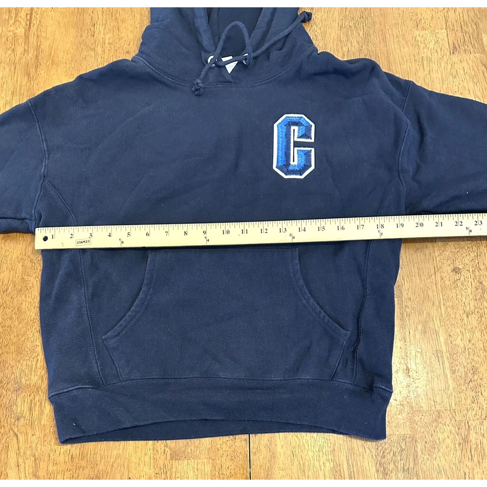 Champion Champion Reverse Weave Hoodie Sweatshirt Navy Blue Logo Medium Unisex Adults Size US M / EU 48-50 / 2 - 5 Thumbnail