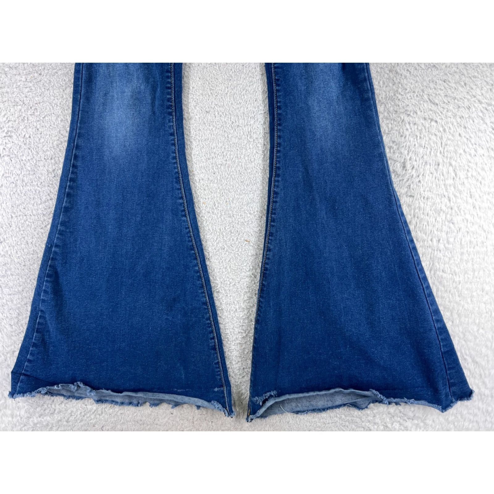 Denime VINTAGE Aaron & Amber Pants Junior Large Blue Denim Jeans Pull On Distressed Flare 24x31 Size 36" / US 14 / IT 50 - 2 Thumbnail