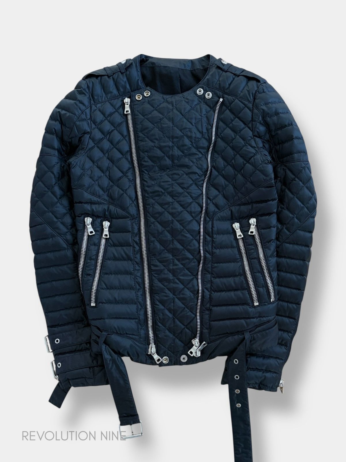 Balmain Balmain SS14 padded deep blue biker jacket Size US XS / EU 42 / 0 - 1 Thumbnail