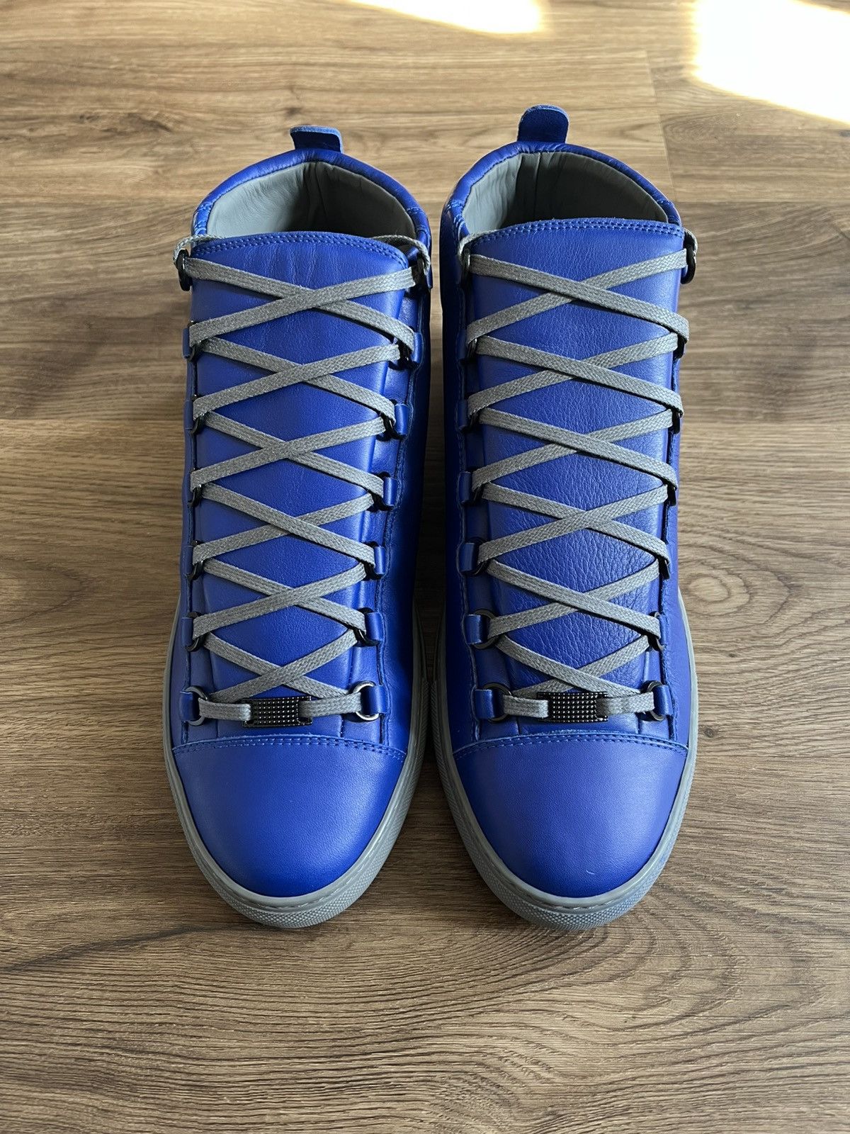 Balenciaga Balenciaga Arena High Top Leather Sneakers Blue Size 43 Size US 11 / EU 44 - 1 Thumbnail