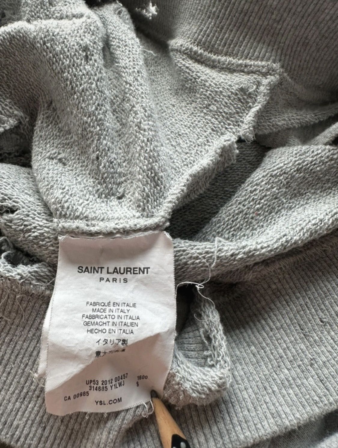 Saint Laurent Paris Saint Laurent SS13 Distressed Crewneck by Hedi Slimane Size US S / EU 44-46 / 1 - 7 Thumbnail