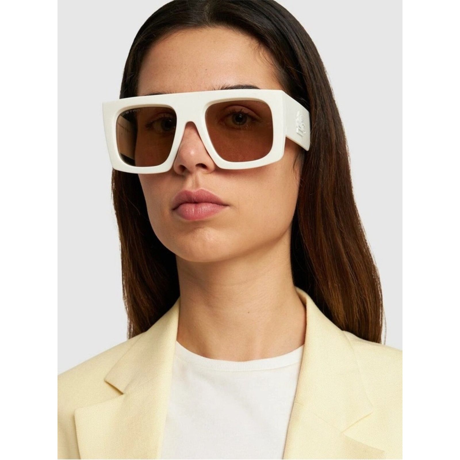 Etro New Etro ETROSCREEN 0SZJ70 White Sunglasses Brown Lenses Size ONE SIZE - 1 Thumbnail