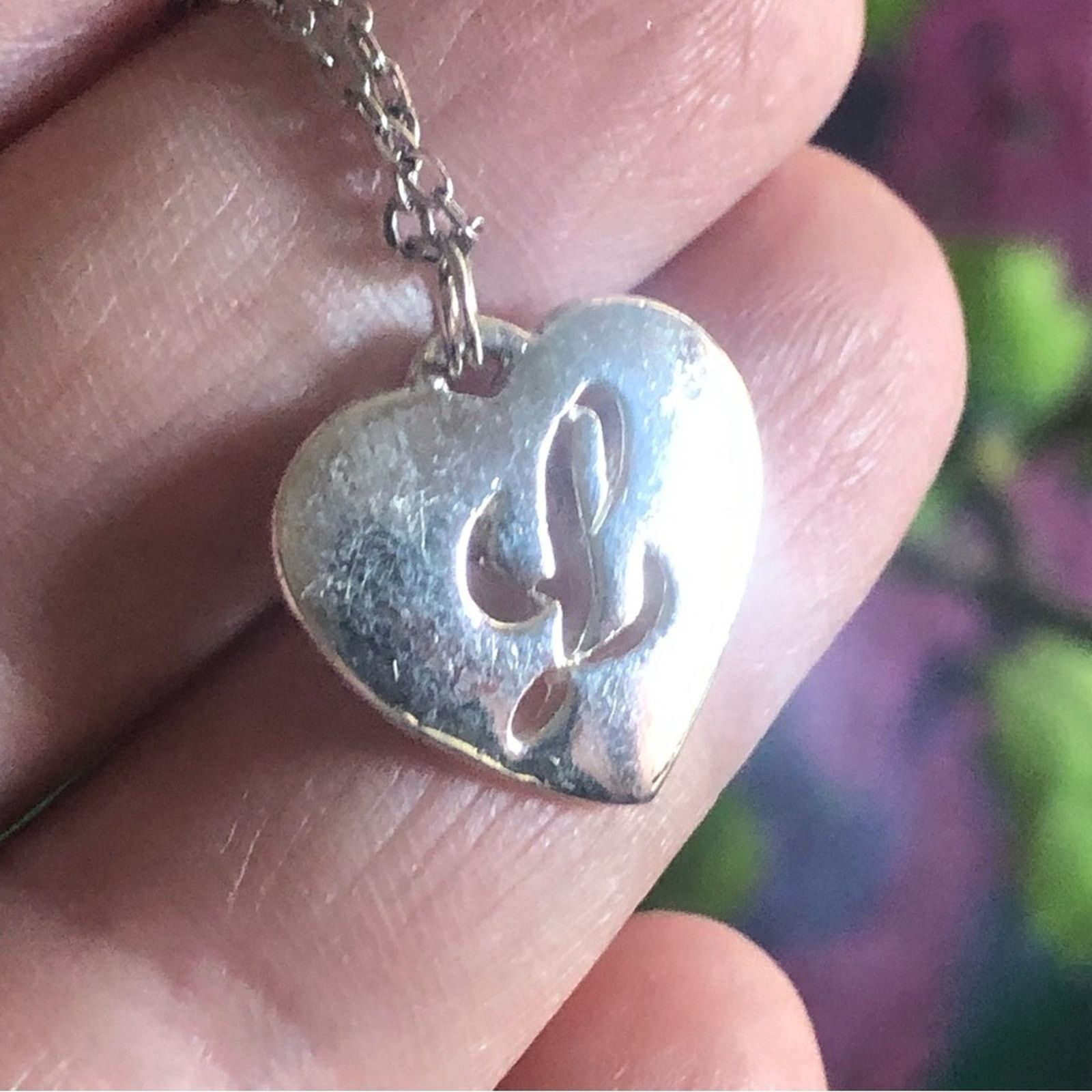 Vintage Vintage sterling monogram initial “L” heart pendant necklace Size ONE SIZE - 2 Thumbnail