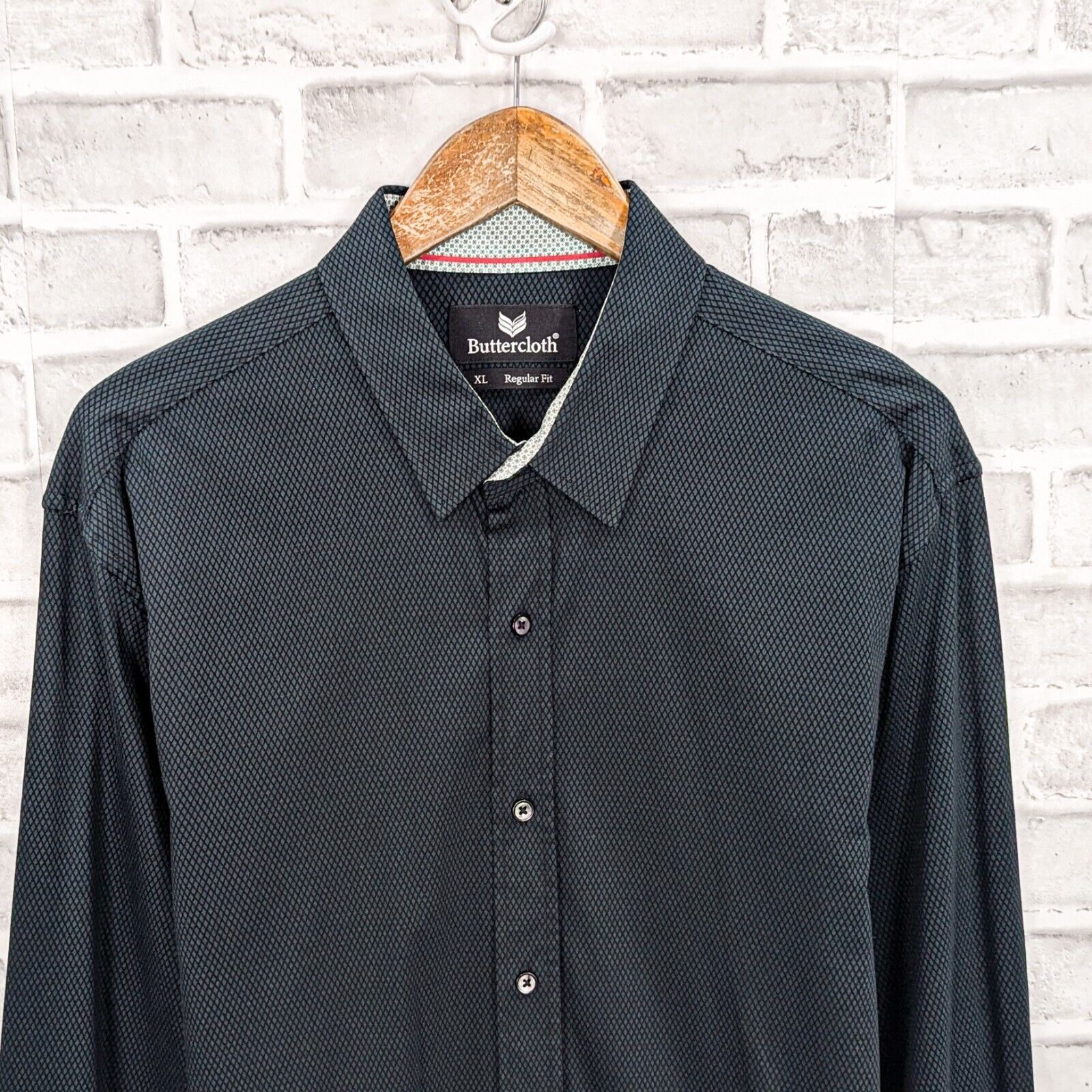 Designer BUTTERCLOTH Men's Regular Fit Button up Shirt Dark green Size US XL / EU 56 / 4 - 4 Thumbnail