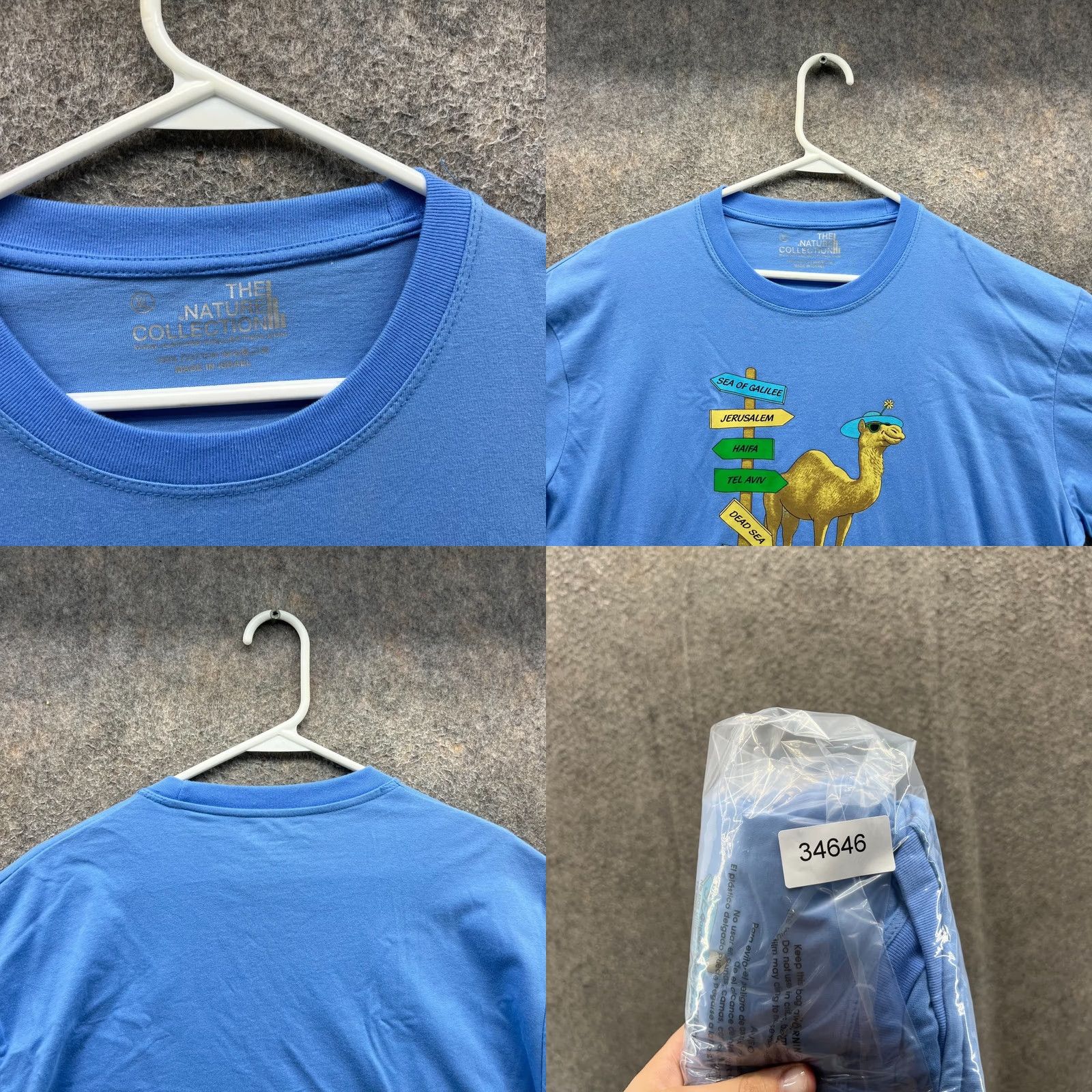 Camel The Nature Collection Shirt - Large Blue Graphic Camel Israel Tee Logo Cotton - Adult Size US L / EU 52-54 / 3 - 8 Thumbnail