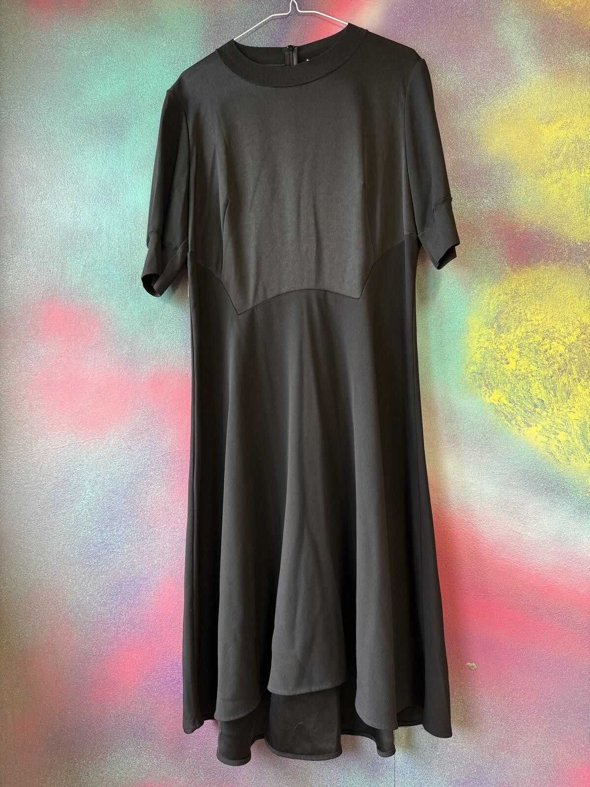 Other Whistles Black Mixed Media Panel Midi Dress Size XL / US 12-14 / IT 48-50 - 1 Thumbnail