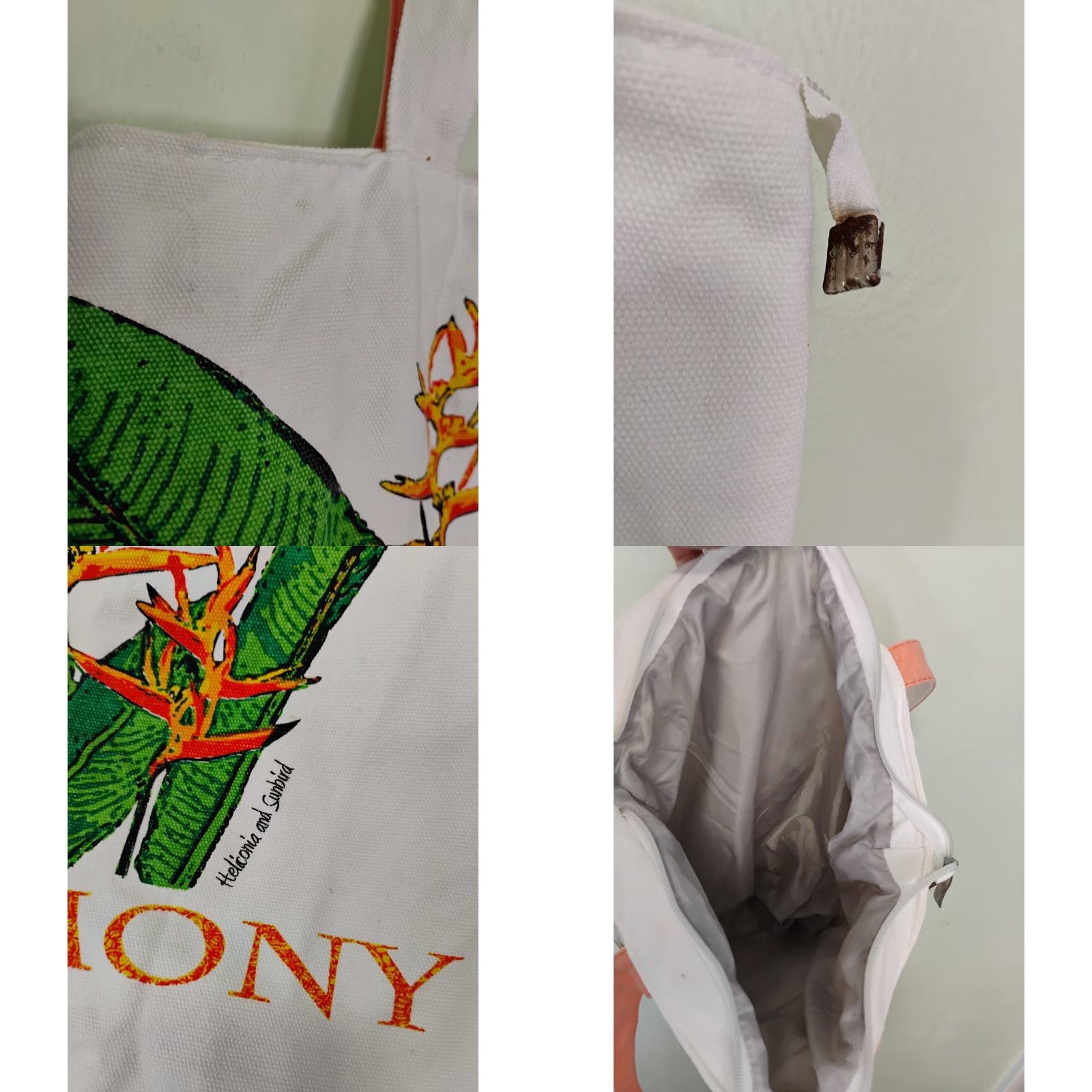 Harmony Harmony Singapore Botanical Garden Tote Bag Medium Canvas Zippered Lined Beige Women Size ONE SIZE - 8 Thumbnail