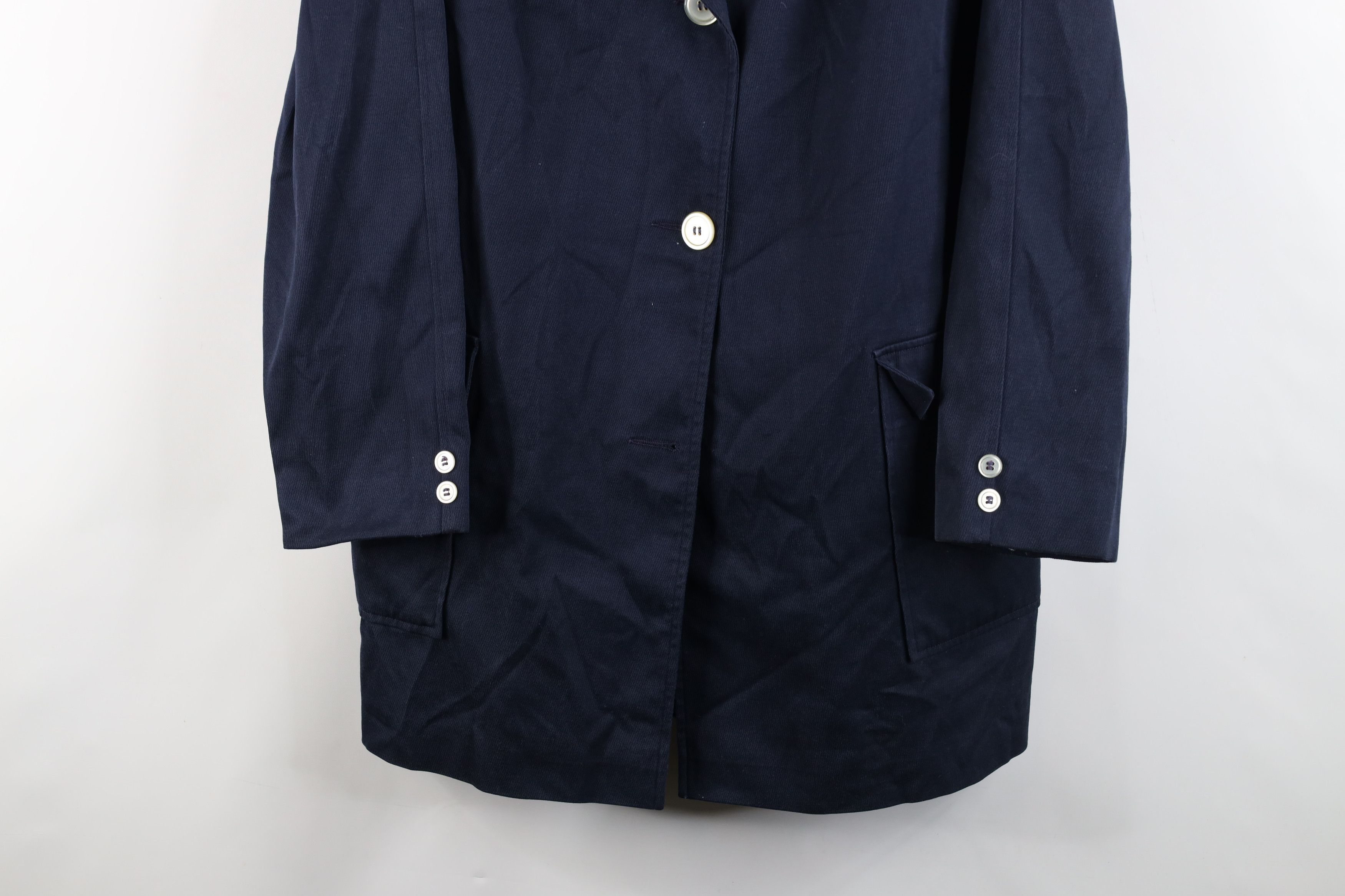 Vintage Vintage 40s 50s Full Button Trench Coat Rain Jacket Blue USA Size L / US 10 / IT 46 - 3 Thumbnail