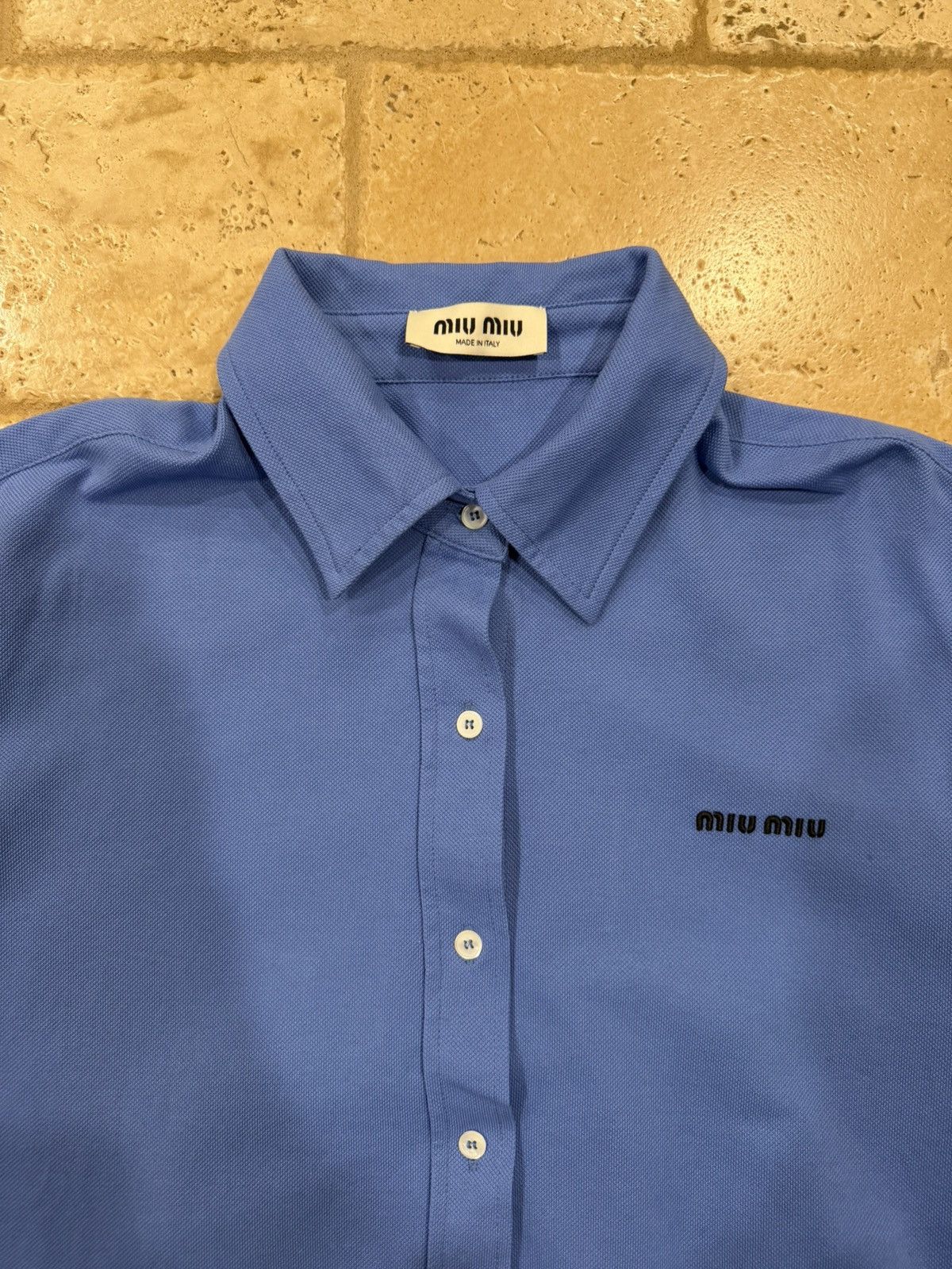 Miu Miu Miu Miu Cotton Pique Periwinkle Blue LS Button Up Shirt Size XS / US 0-2 / IT 36-38 - 8 Thumbnail