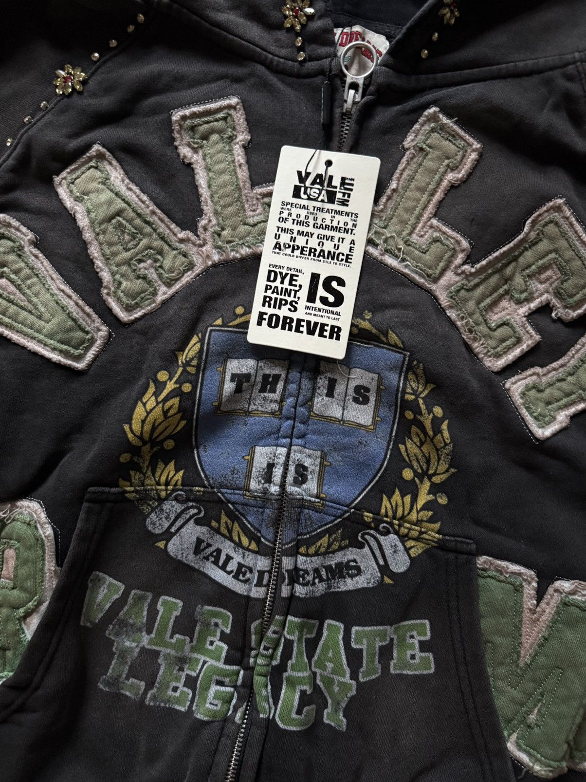 Vale Vale Forever Black Green Gem Zip Up Hoodie State Legacy Size US L / EU 52-54 / 3 - 5 Thumbnail