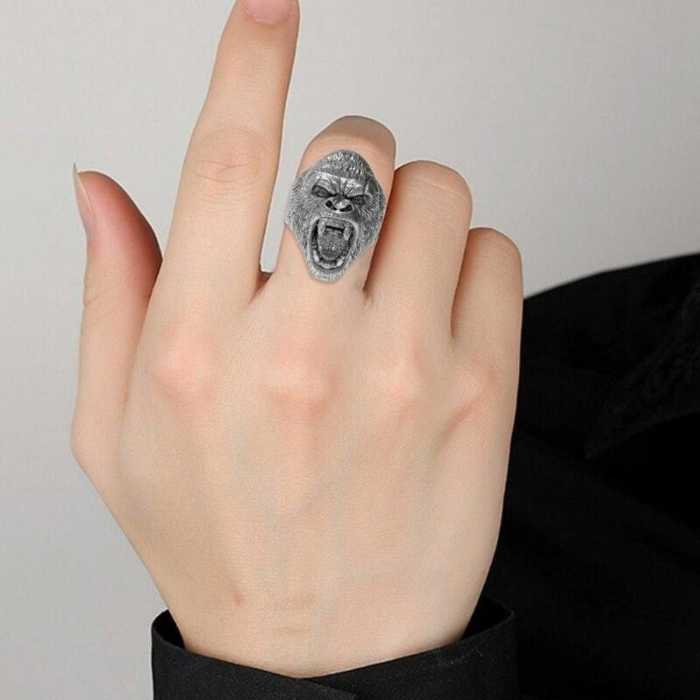 Designer Men's Vintage Punk King Kong Gorilla Head Ring - Size 8 Size ONE SIZE - 4 Thumbnail