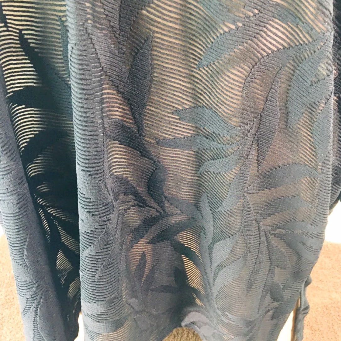 Vintage Coastal Blue Womens Cover Up Swimdress Black Floral Stretch V Neck Slit S New Size S / US 4 / IT 40 - 3 Thumbnail