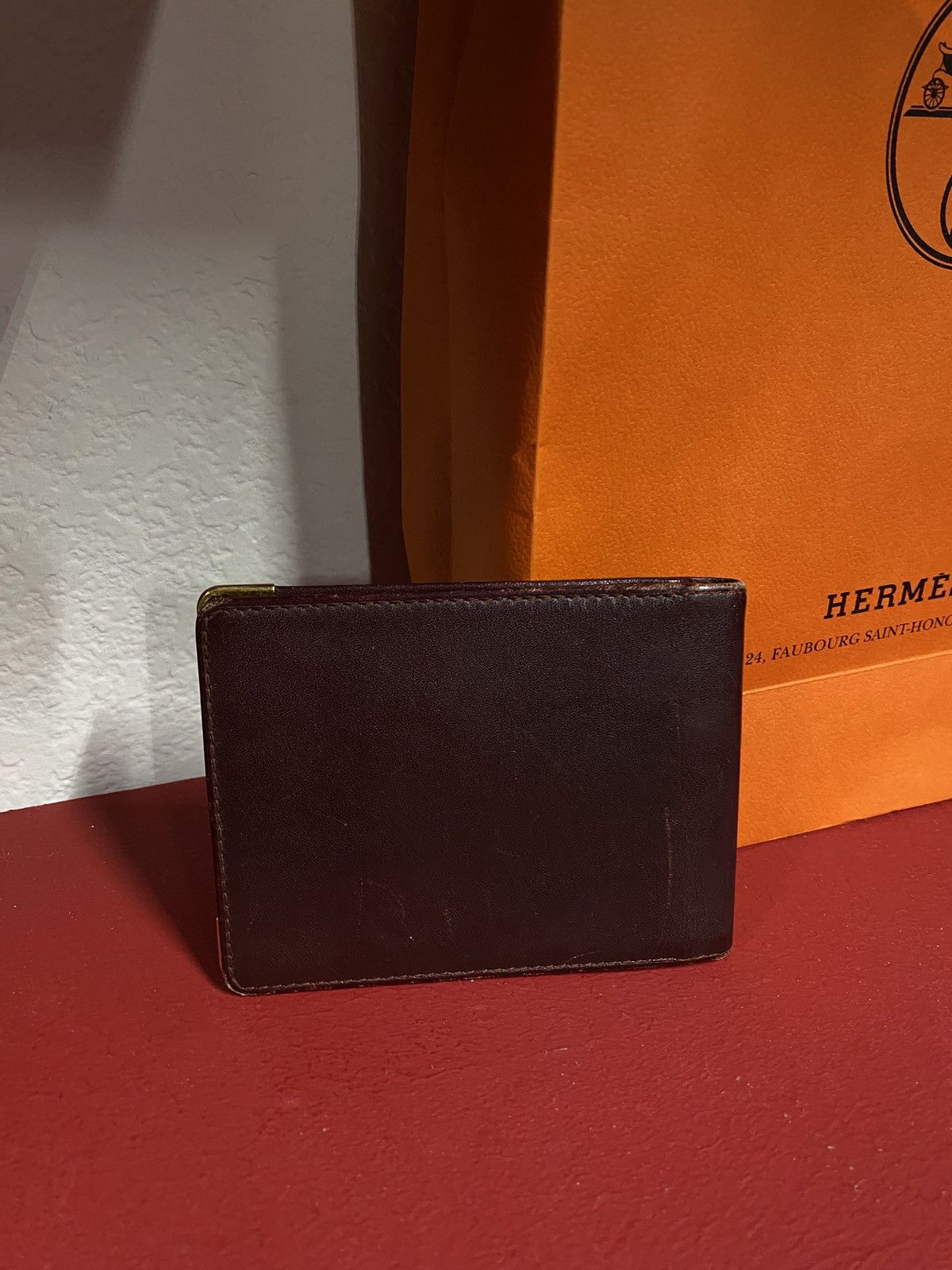 Cartier × Designer Cartier Red Vintage Men’s Bifold Leather Wallet Preowned Size ONE SIZE - 8 Thumbnail
