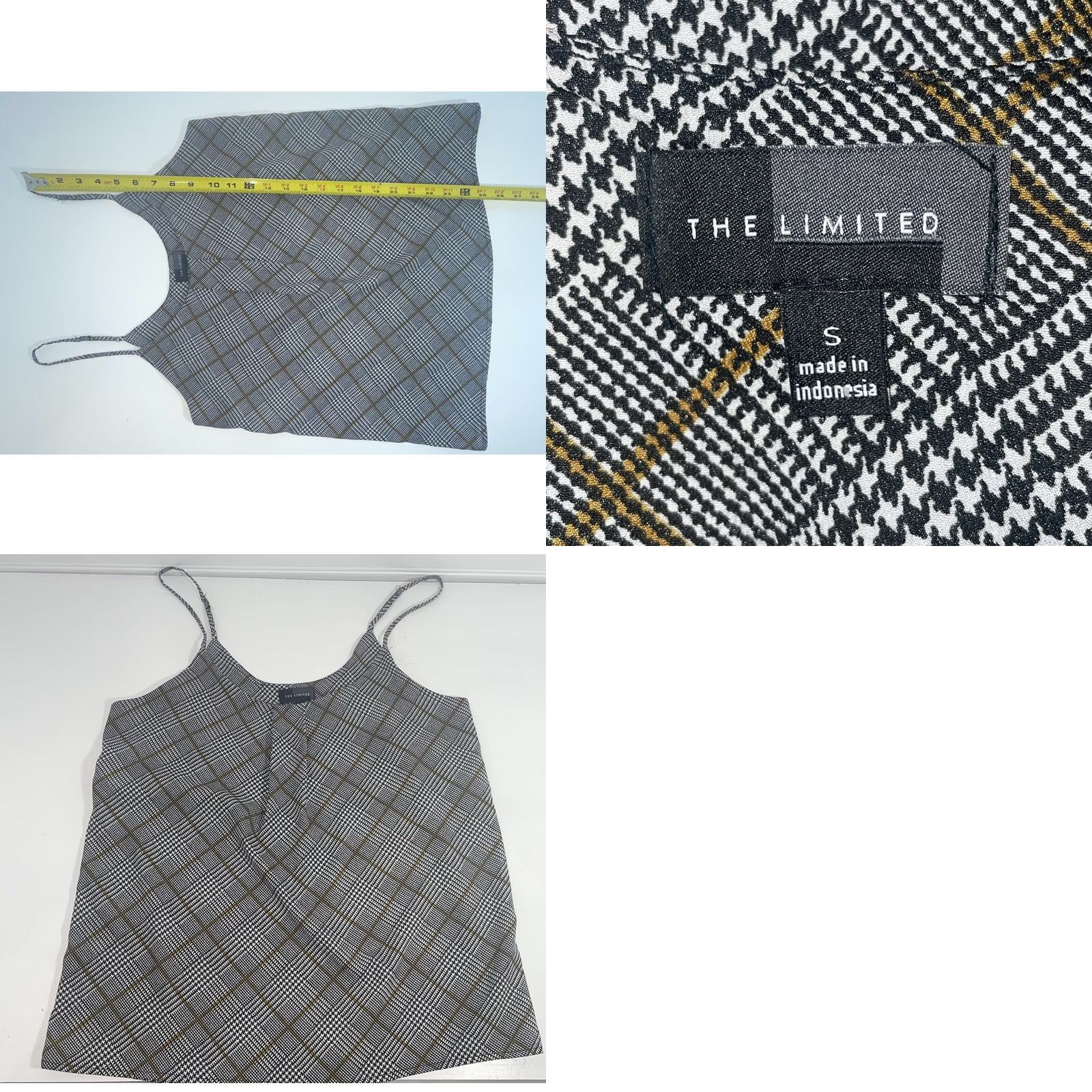 Vintage VINTAGE The Limited Tank Top Blouse Sleeveless Argyle Spaghetti Straps Black White Gold Ladies Small Womens Size S / US 4 / IT 40 - 10 Thumbnail