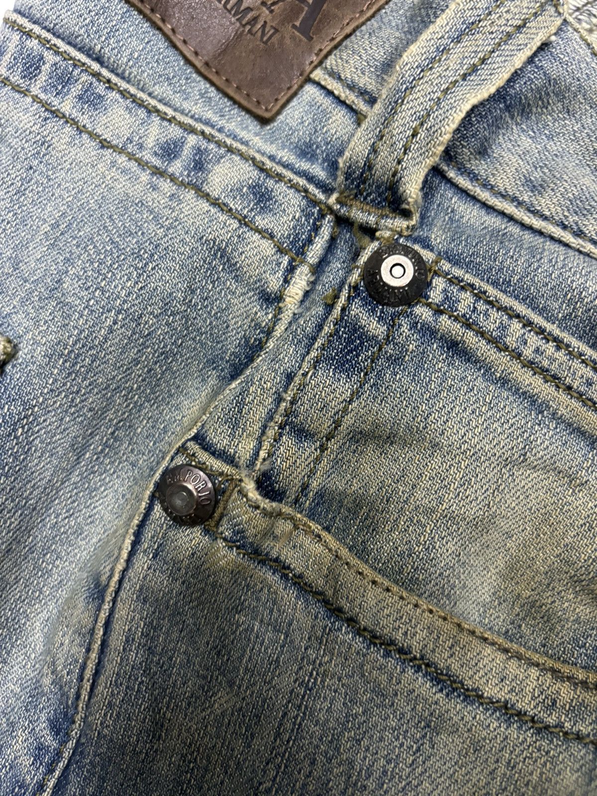 Emporio Armani × If Six Was Nine 🔥EMPORIO ARMANI DENIM BLUE BAGGY DISTRESSED DENIM JEANS Size US 33 - 11 Thumbnail