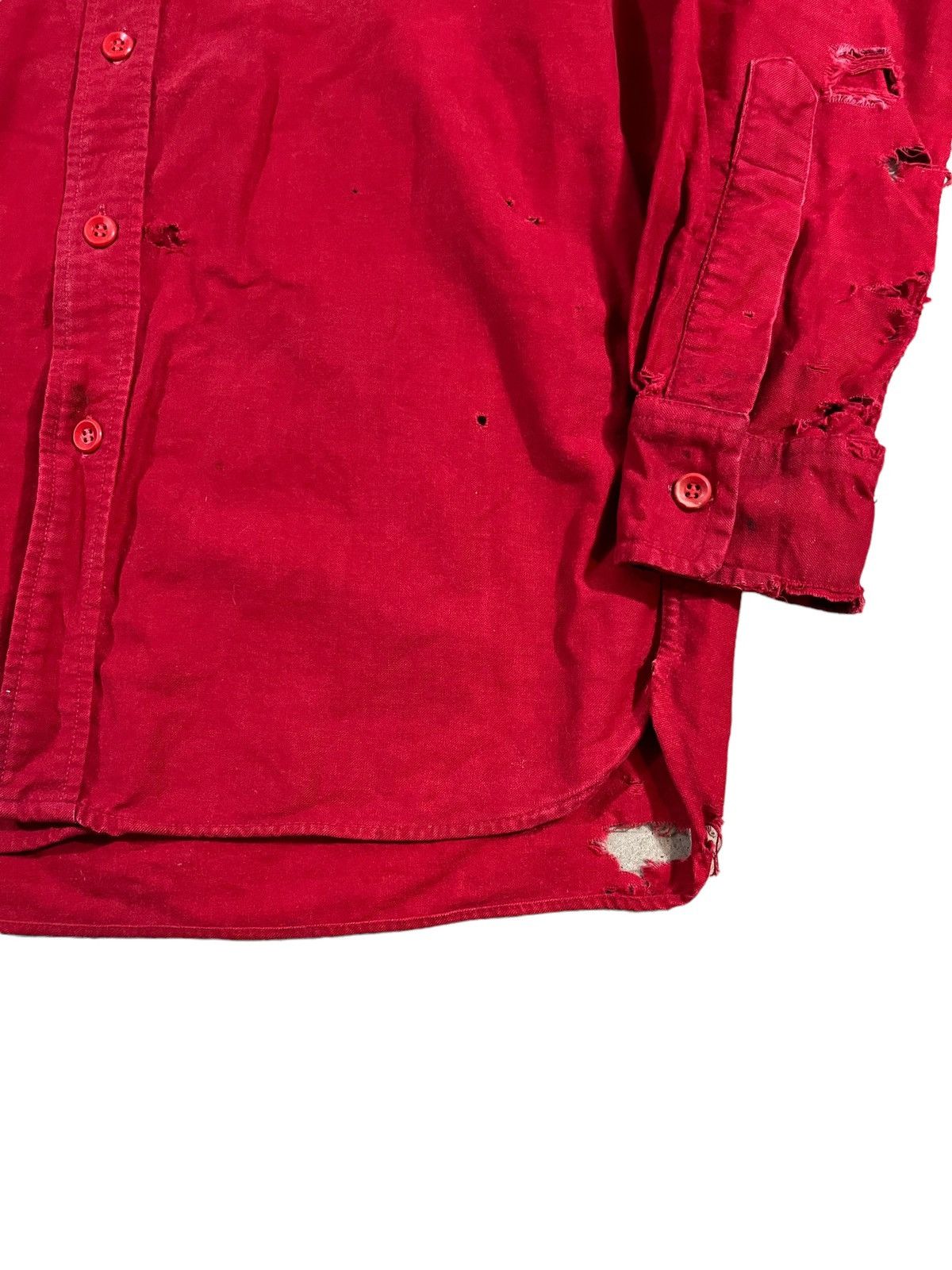 L.L. Bean Vintage 70s LL Bean Script Chamois Cloth Shirt Red Size US M / EU 48-50 / 2 - 6 Thumbnail