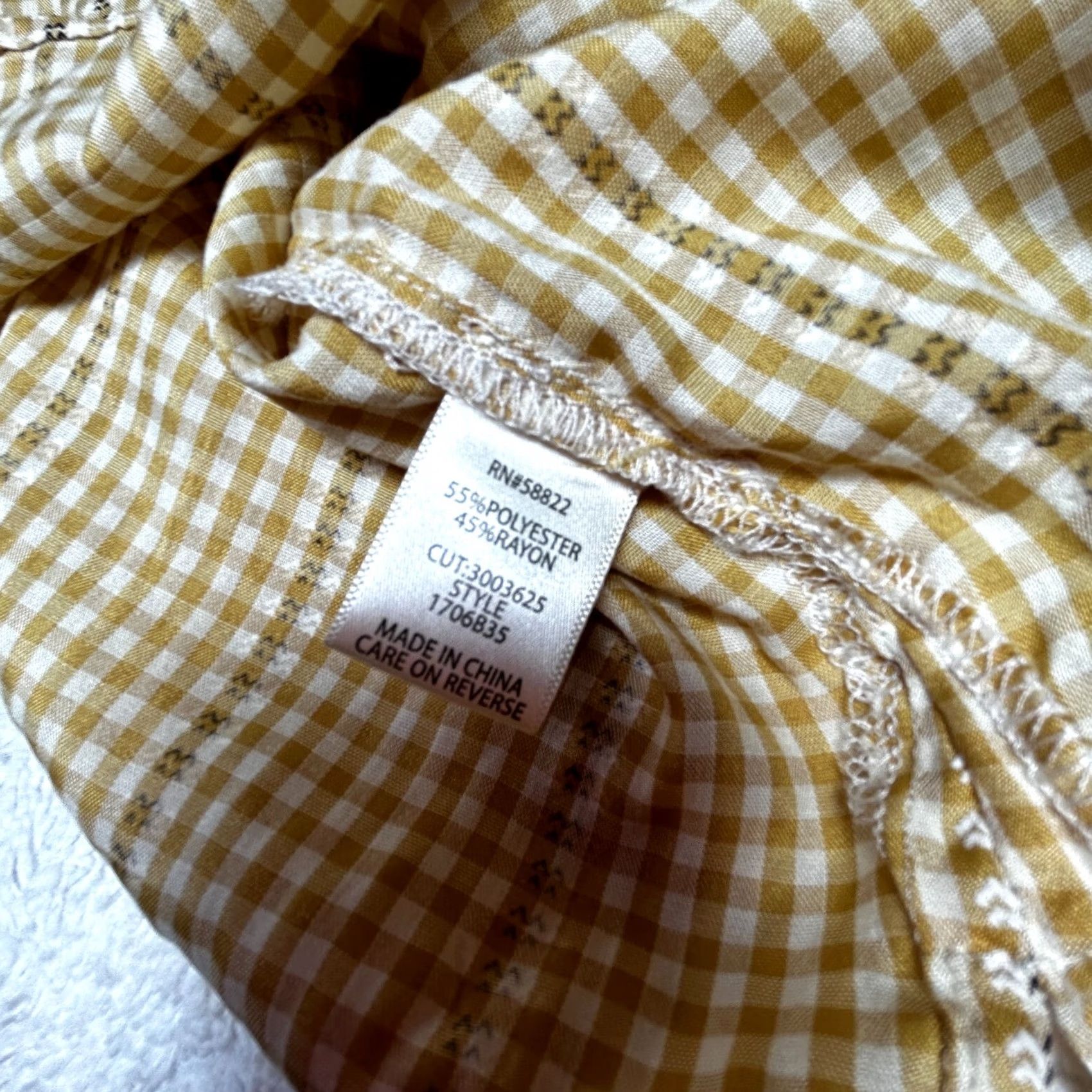 Vintage Max Studio Gingham Check Textured Button Up Ruffle Shirt Medium Yellow New Size M / US 6-8 / IT 42-44 - 4 Thumbnail