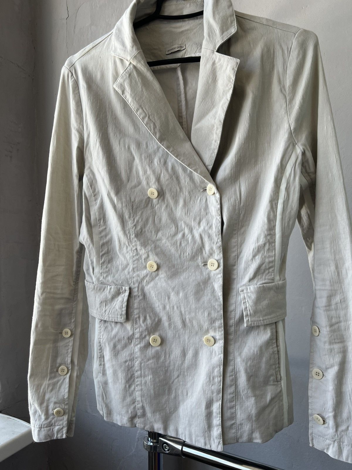 Annette Gortz ANNETTE GORTZ AVANTGARDE DOUBLE-BREASTED LINEN BLAZER JACKET Size XS / US 0-2 / IT 36-38 - 4 Thumbnail