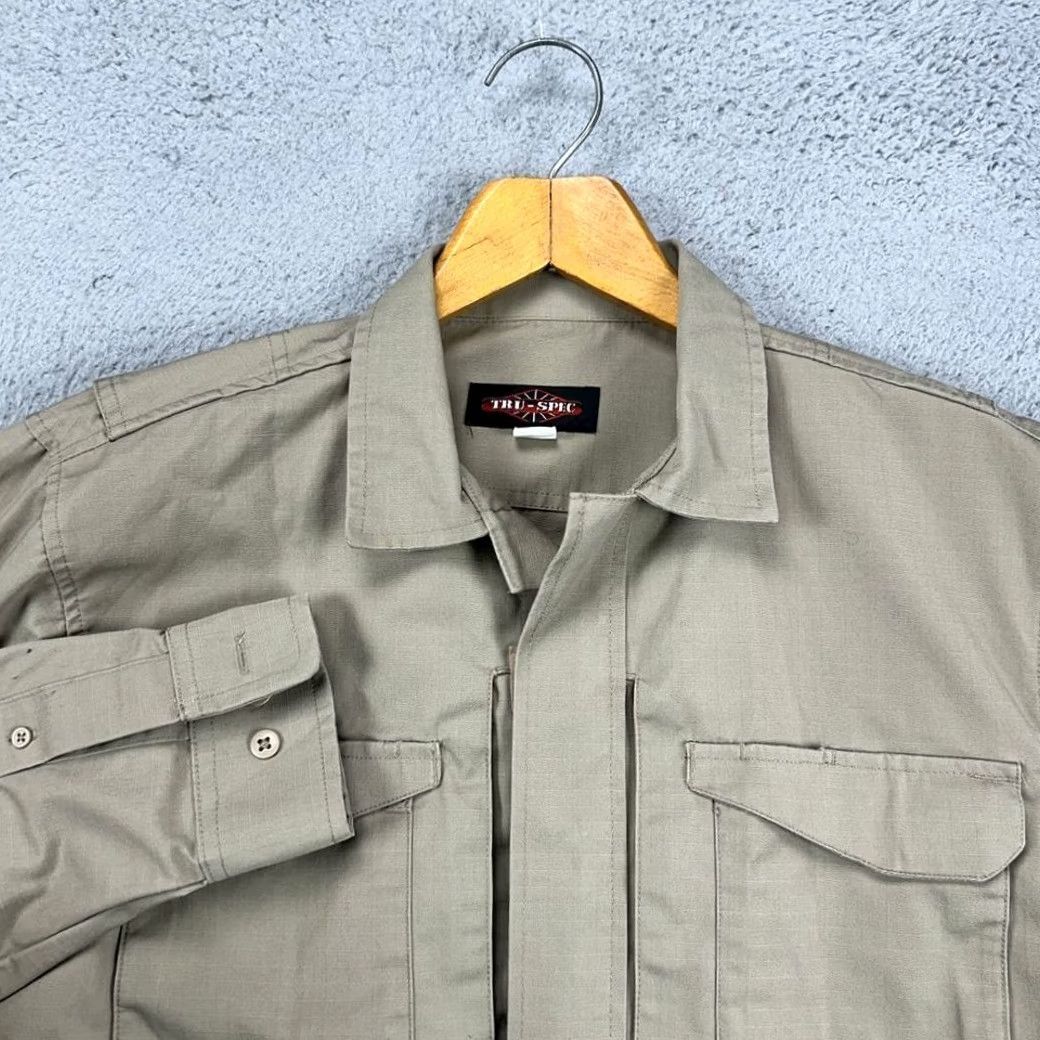 Vintage TRU-SPEC Tactical Jacket Mens Medium Beige Military Full Zip Ripstop Collared Jacket Size US M / EU 48-50 / 2 - 2 Thumbnail