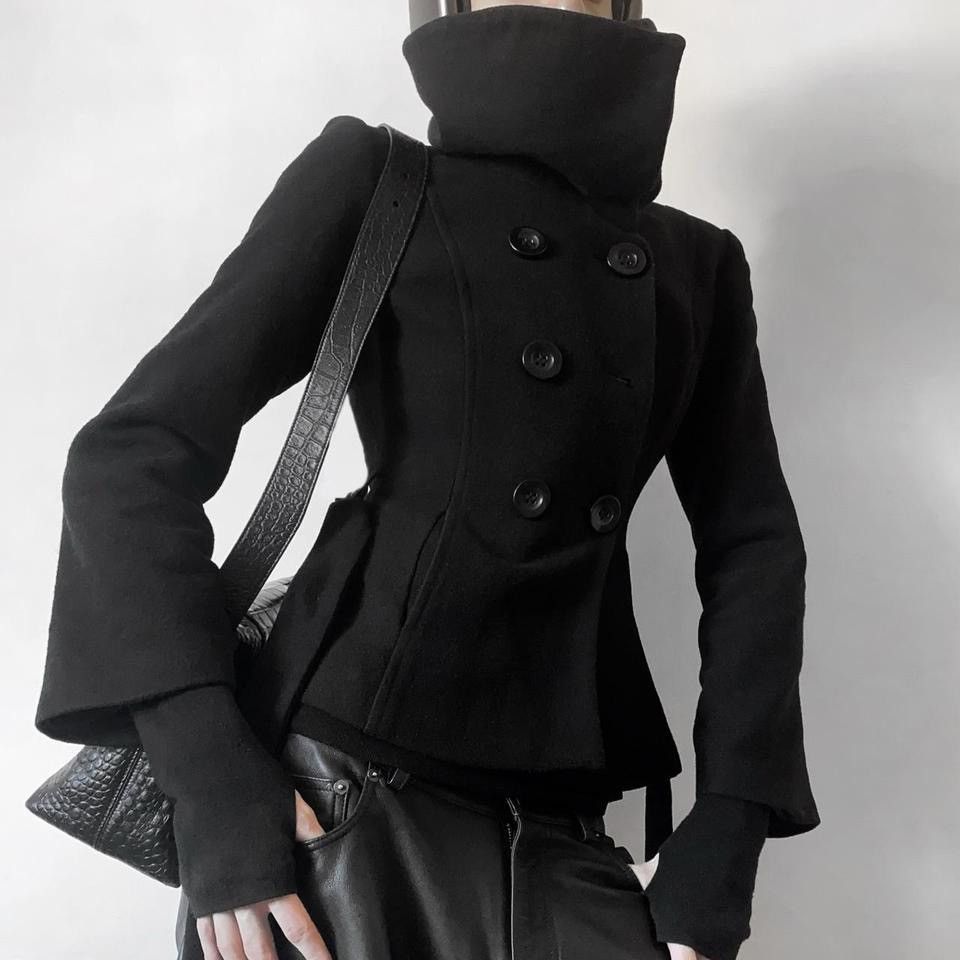 Image of Avant Garde x Vintage Real Vintage Asymmetric Avant-Garde Style Coat With Belt in Black, Women's (S