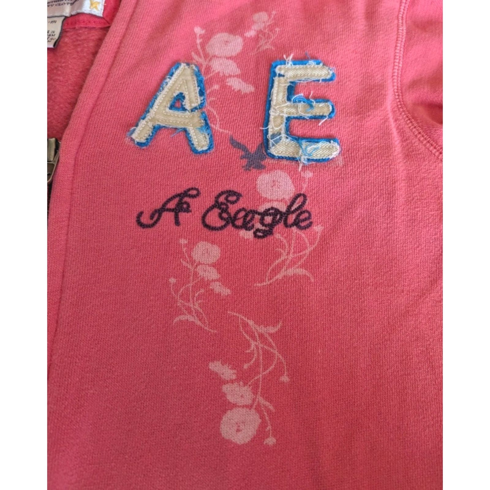 American Eagle Outfitters American Eagle Outfitters Fleece Hoodie Jacket M Pink Zipup Pockets Logo Embroidered Full Zip Hoodie Womens Size M / US 6-8 / IT 42-44 - 5 Thumbnail