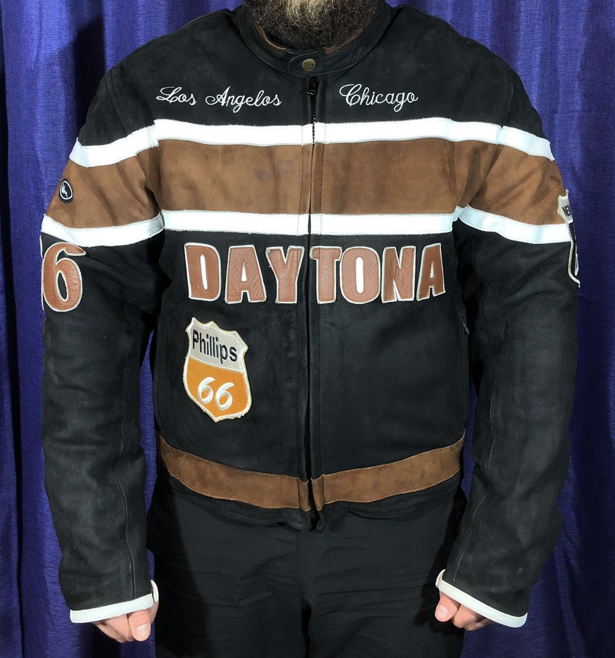 Ferrari × Harley Davidson × Honda Route 66 Daytona Leather Moto Motorcycle Racing Jacket Size US XL / EU 56 / 4 - 3 Thumbnail