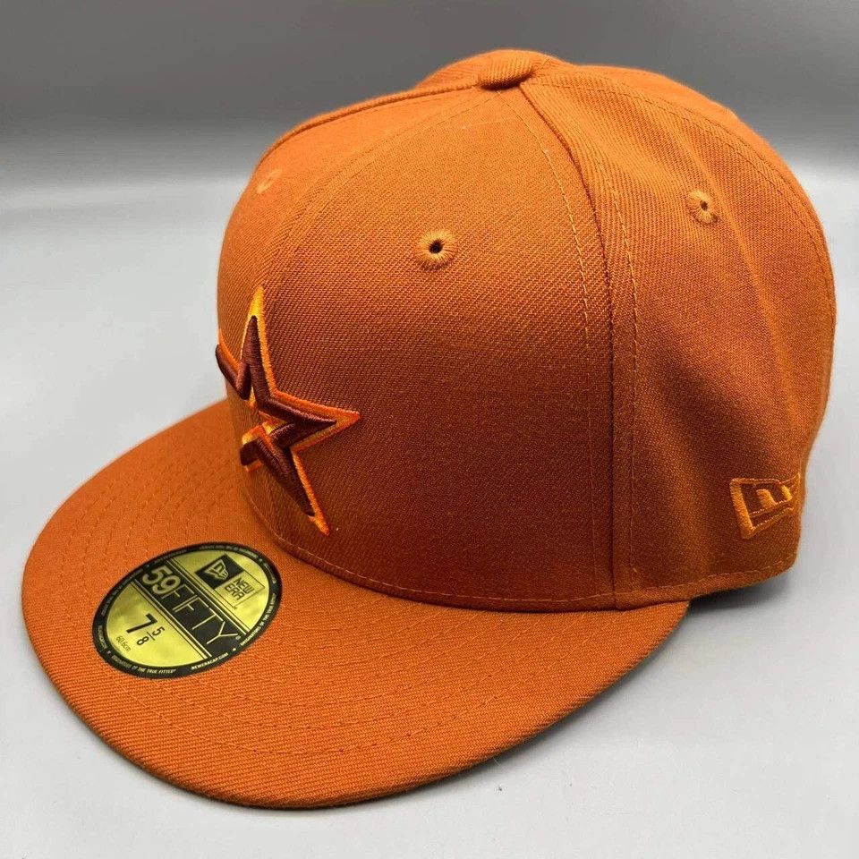New Era Houston Astros Hat Men 7 5/8 59Fifty New Era MLB Fitted Cap Size ONE SIZE - 4 Thumbnail