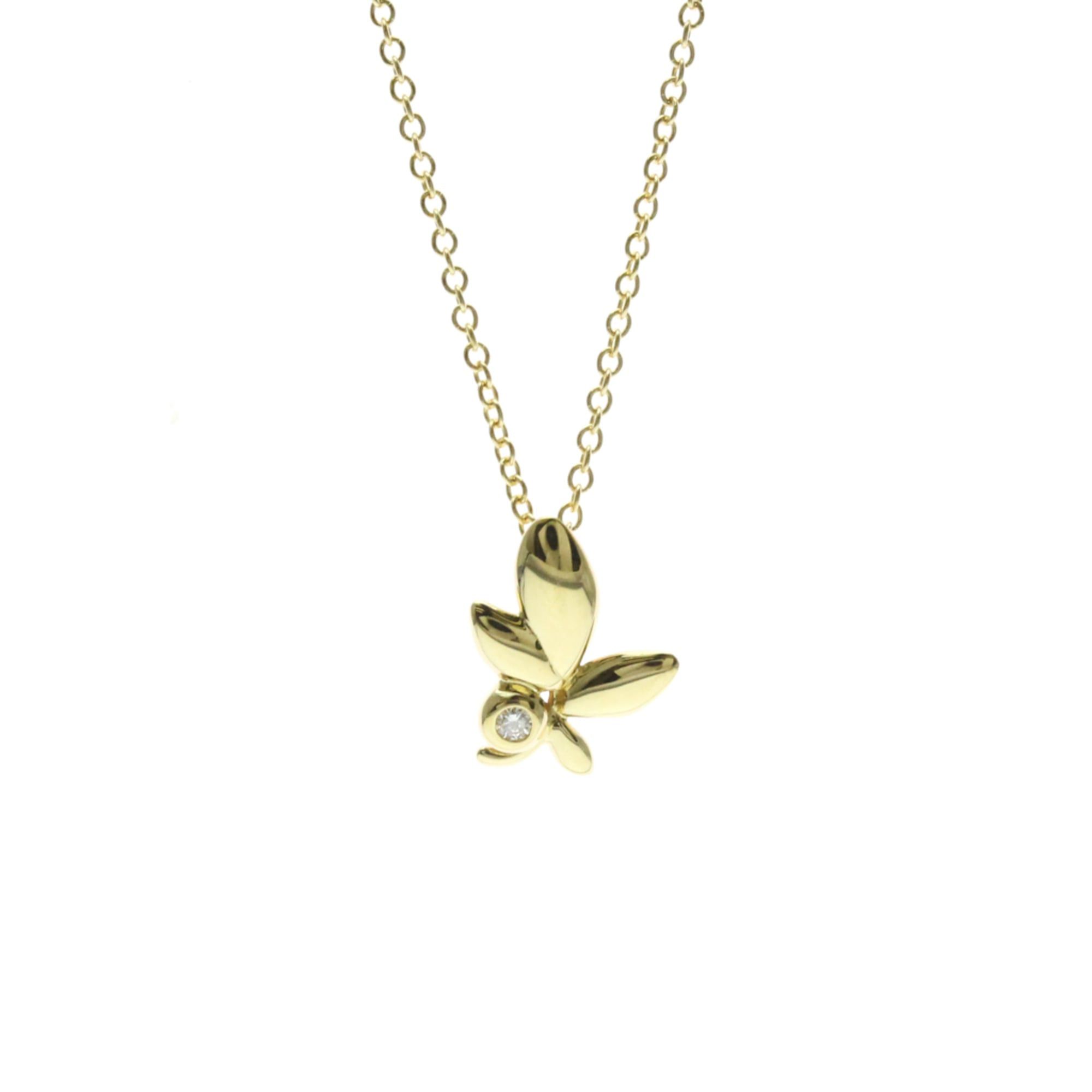 Tiffany Olive Leaf Necklace With 1 Diamond Yellow Gold (18k) Diamond Men,Women Fashion Pendant Necklace (Gold), Women's