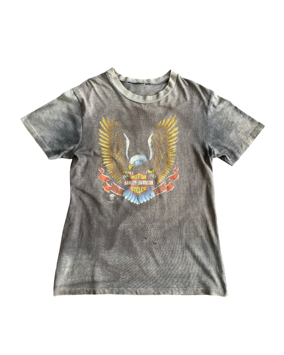 Harley Davidson 💎 Thrashed Sun Faded Vintage Harley Davidson Tee Size US M / EU 48-50 / 2 - 1 Thumbnail