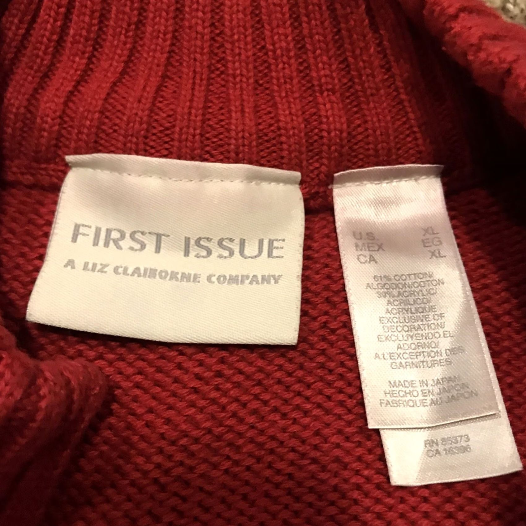 Liz Claiborne Liz Claiborne Sweater Cardigan XL Red Tasseled Crochet Heavyweight Long Sleeve Balloon Sleeve Winter Women's Regular Size - ??? Size XL / US 12-14 / IT 48-50 - 2 Thumbnail